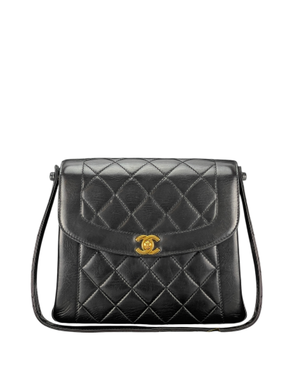 CHANEL - Black Lambskin Diana Shoulder Bag