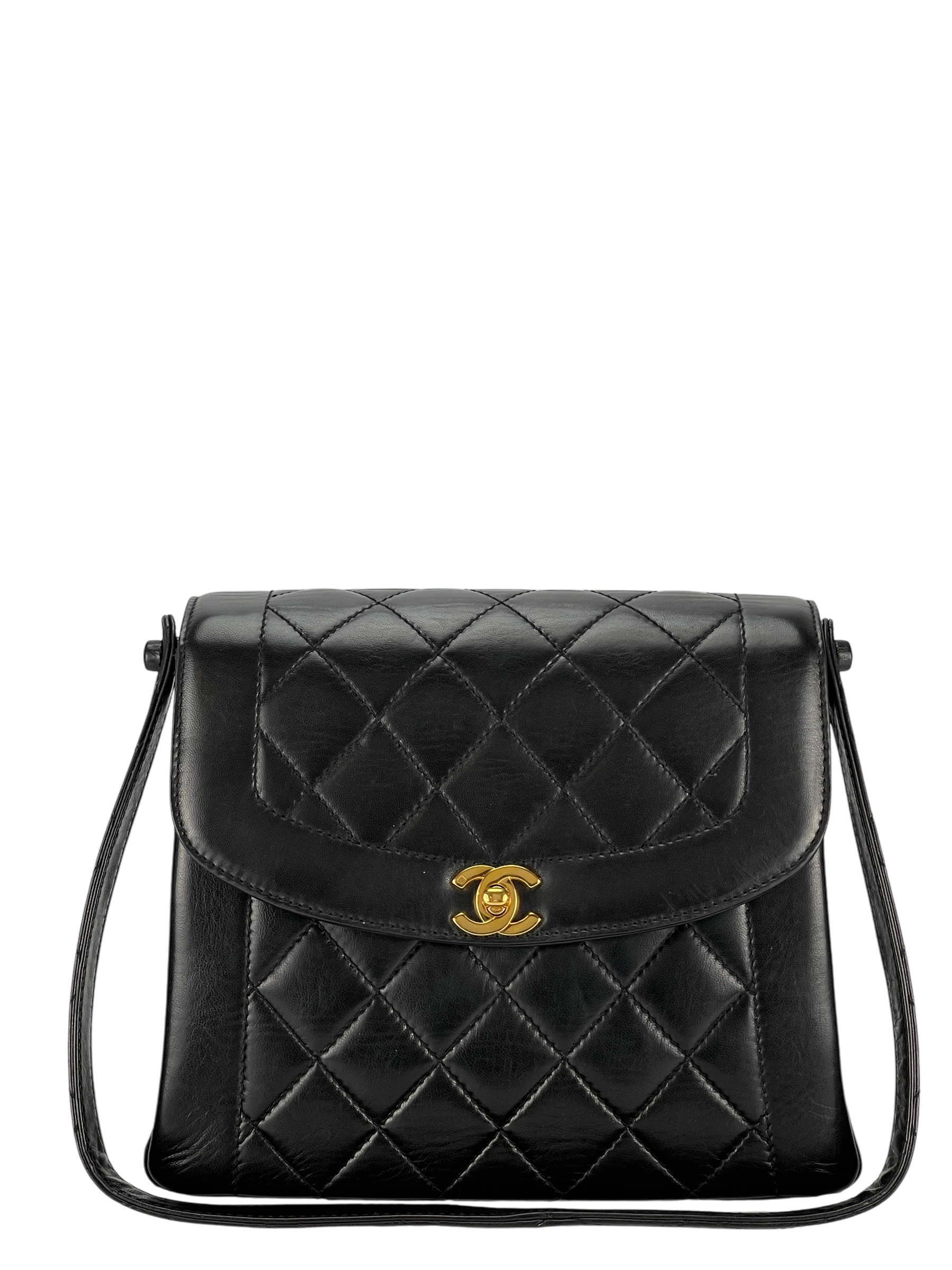 CHANEL - Black Lambskin Diana Shoulder Bag