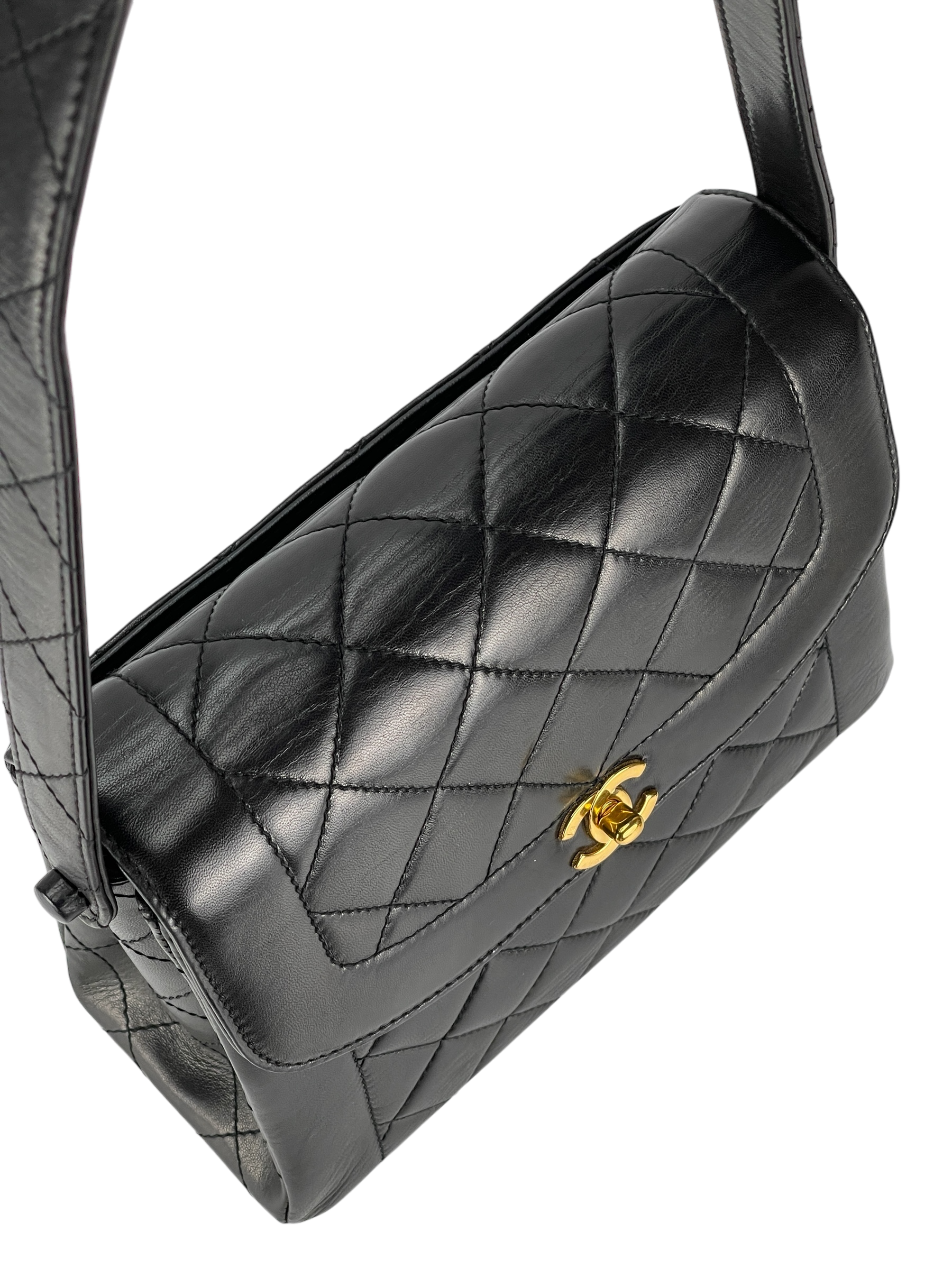 CHANEL - Black Lambskin Diana Shoulder Bag