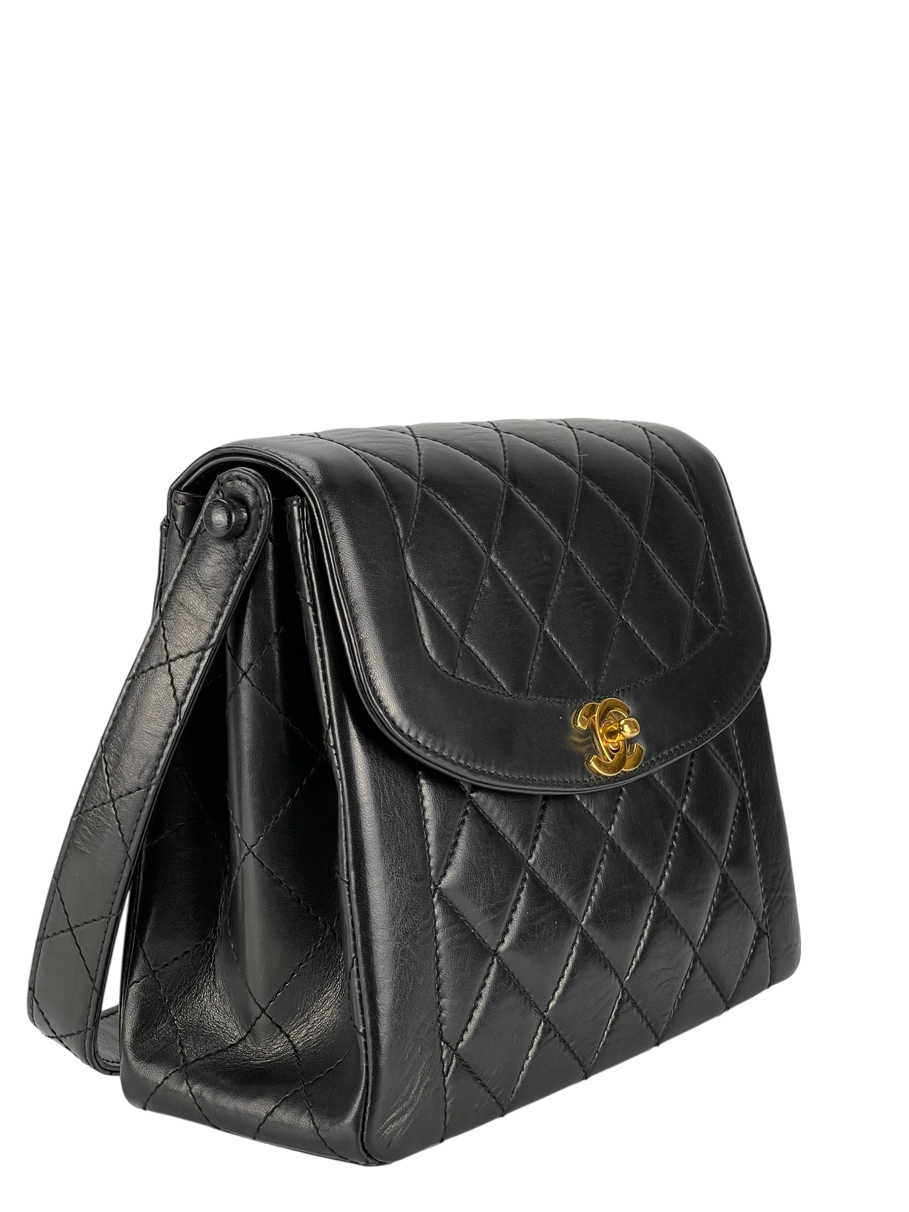 CHANEL - Black Lambskin Diana Shoulder Bag