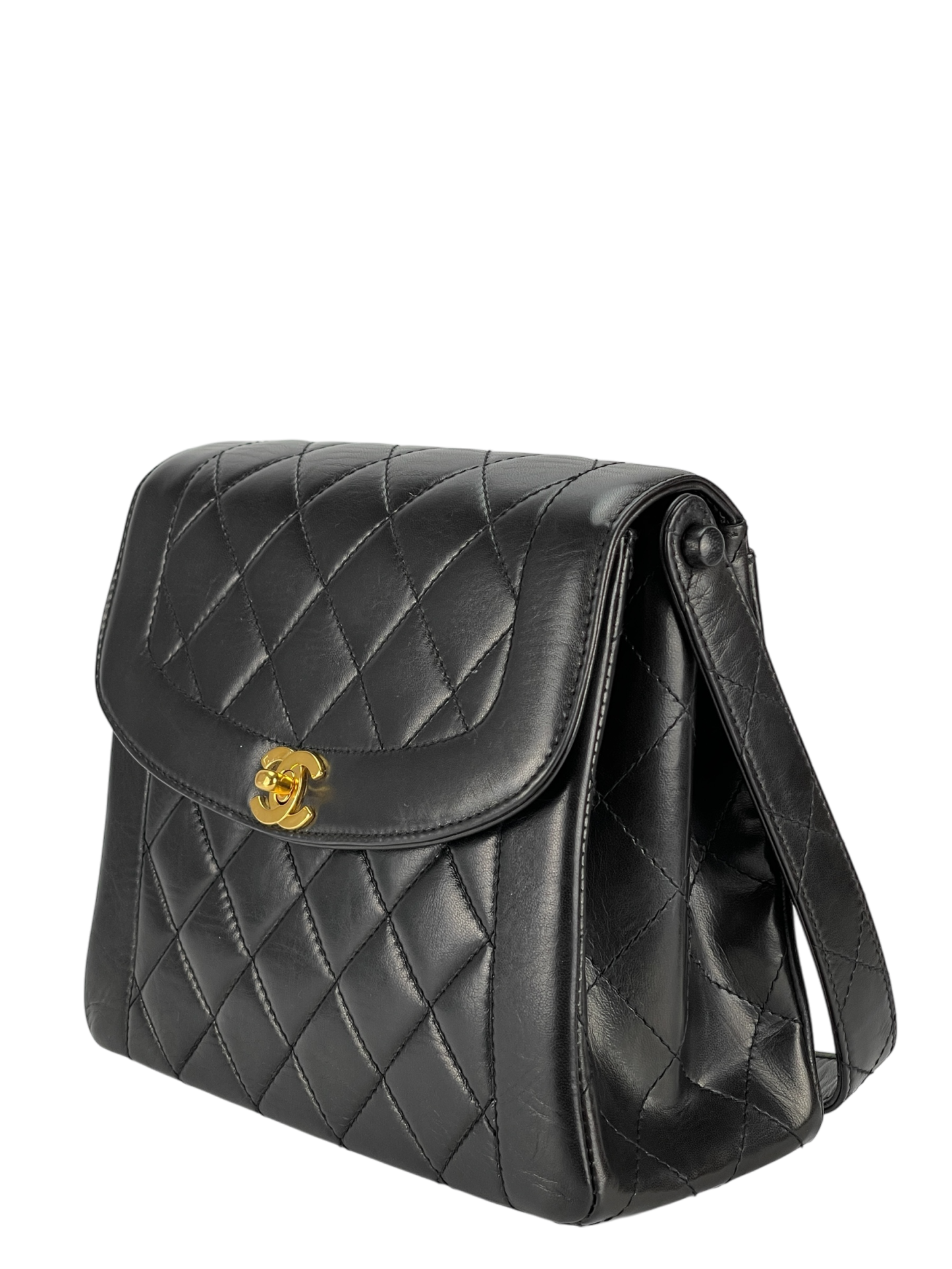 CHANEL - Black Lambskin Diana Shoulder Bag