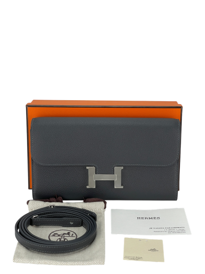 HERMES - Constance to go H0 Gris Misty Evercolor Palladium Hardware 