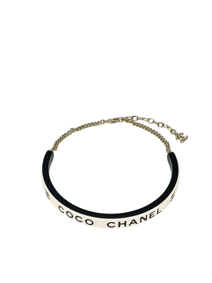CHANEL - 22S Black White  Coco Chanel Resin Bangle Necris Choker Necklace