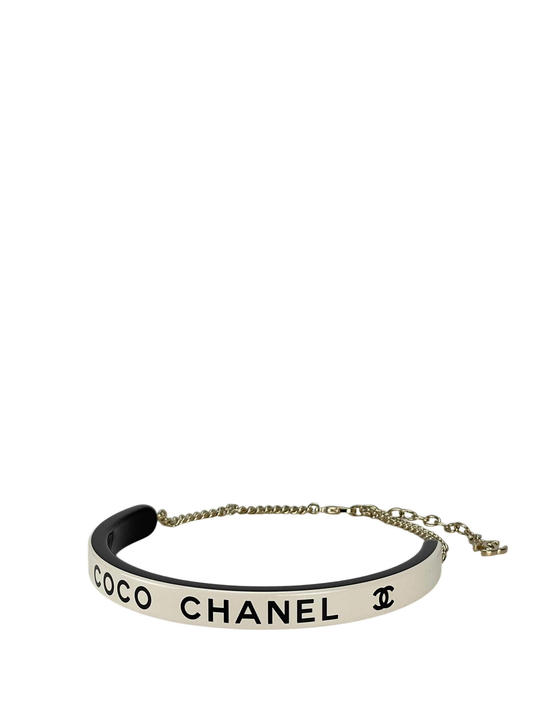 CHANEL - 22S Black White  Coco Chanel Resin Bangle Necris Choker Necklace