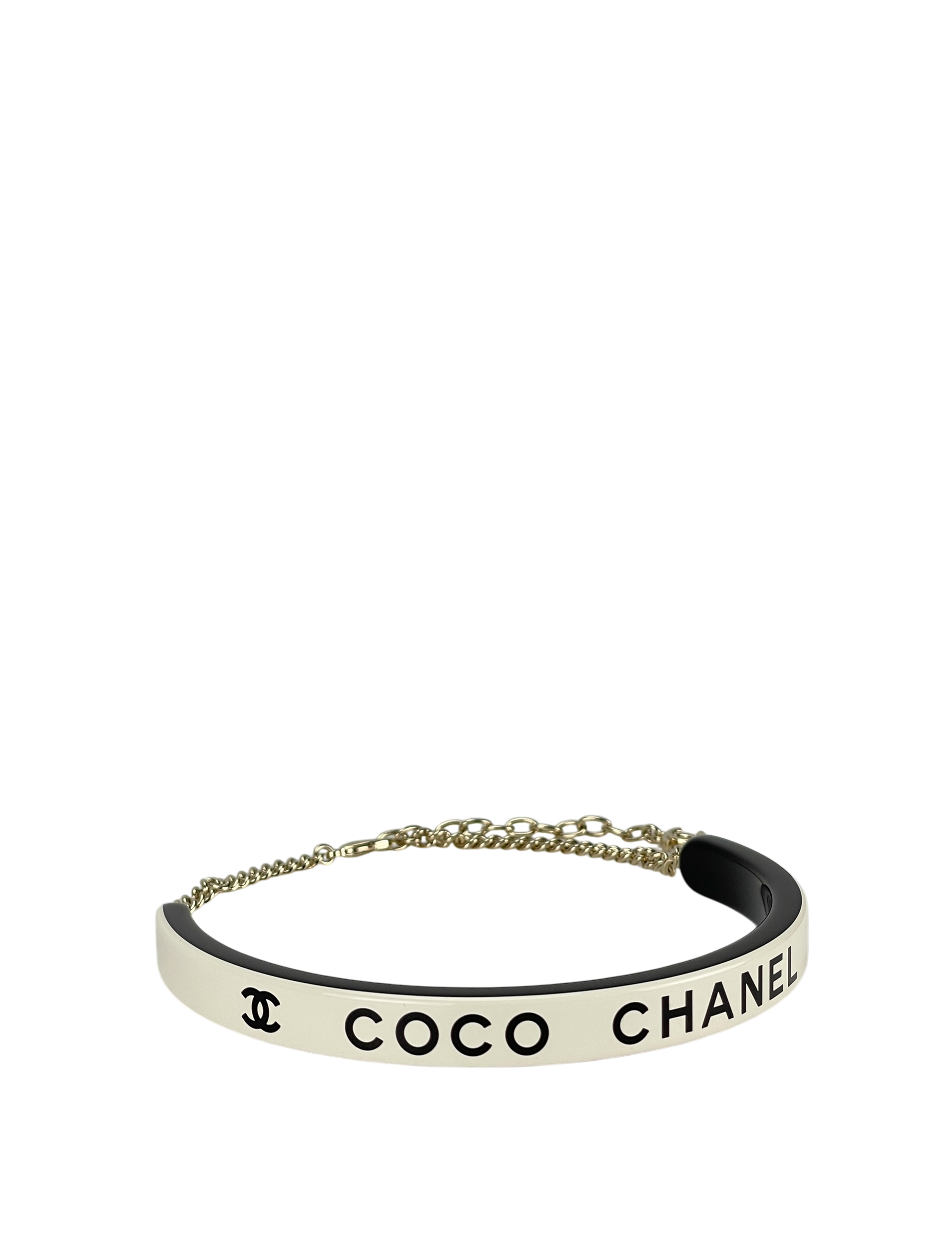 CHANEL - 22S Black White  Coco Chanel Resin Bangle Necris Choker Necklace