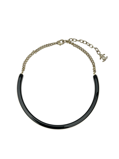CHANEL - 22S Black White  Coco Chanel Resin Bangle Necris Choker Necklace