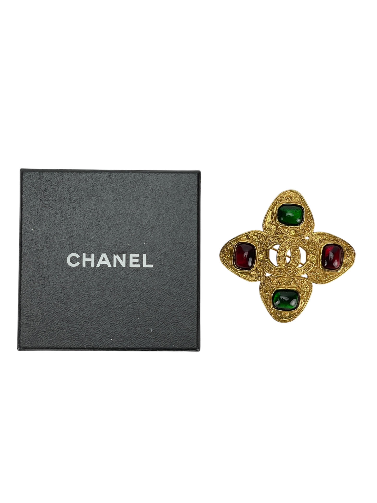 CHANEL - 94A Gold Coco Mark Gripoa Stone Brooch