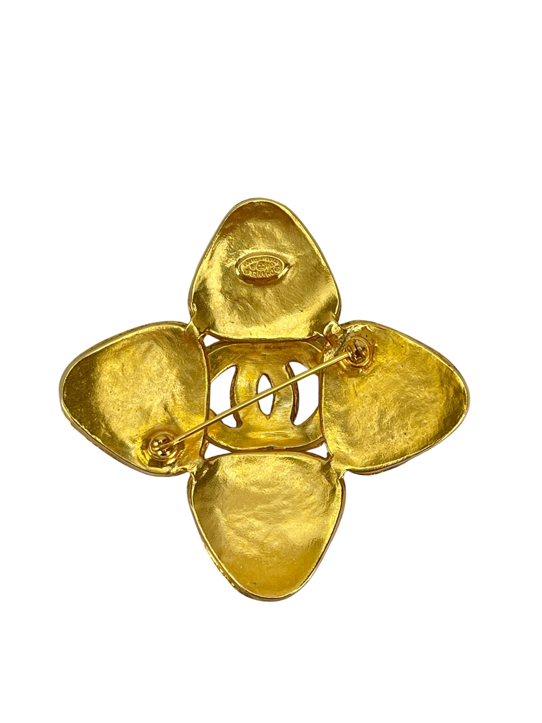 CHANEL - 94A Gold Coco Mark Gripoa Stone Brooch