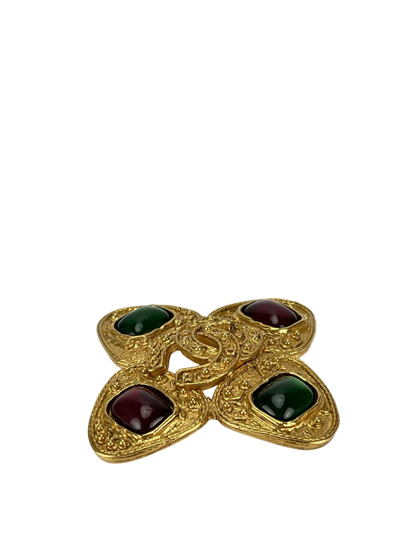 CHANEL - 94A Gold Coco Mark Gripoa Stone Brooch