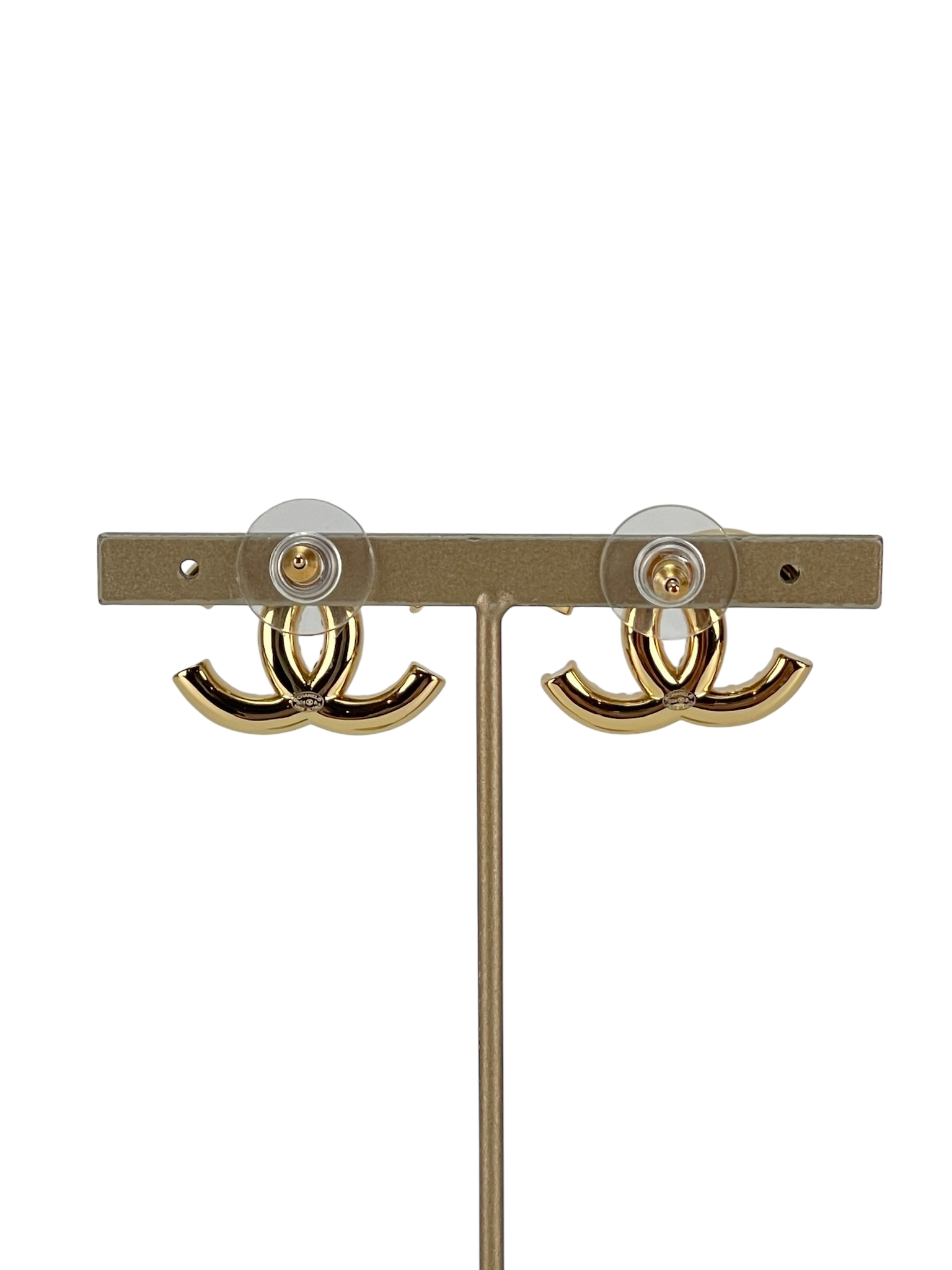 CHANEL - 24A Gold Coco Mark Pearl Earrings 