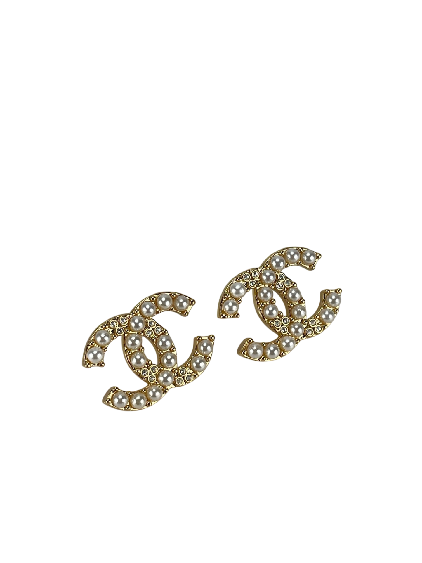 CHANEL - 24A Gold Coco Mark Pearl Earrings 