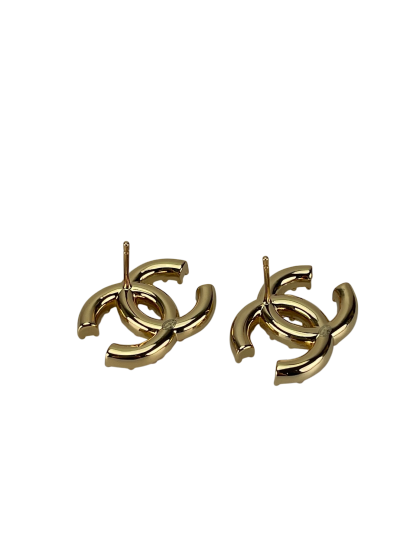 CHANEL - 24A Gold Coco Mark Pearl Earrings 