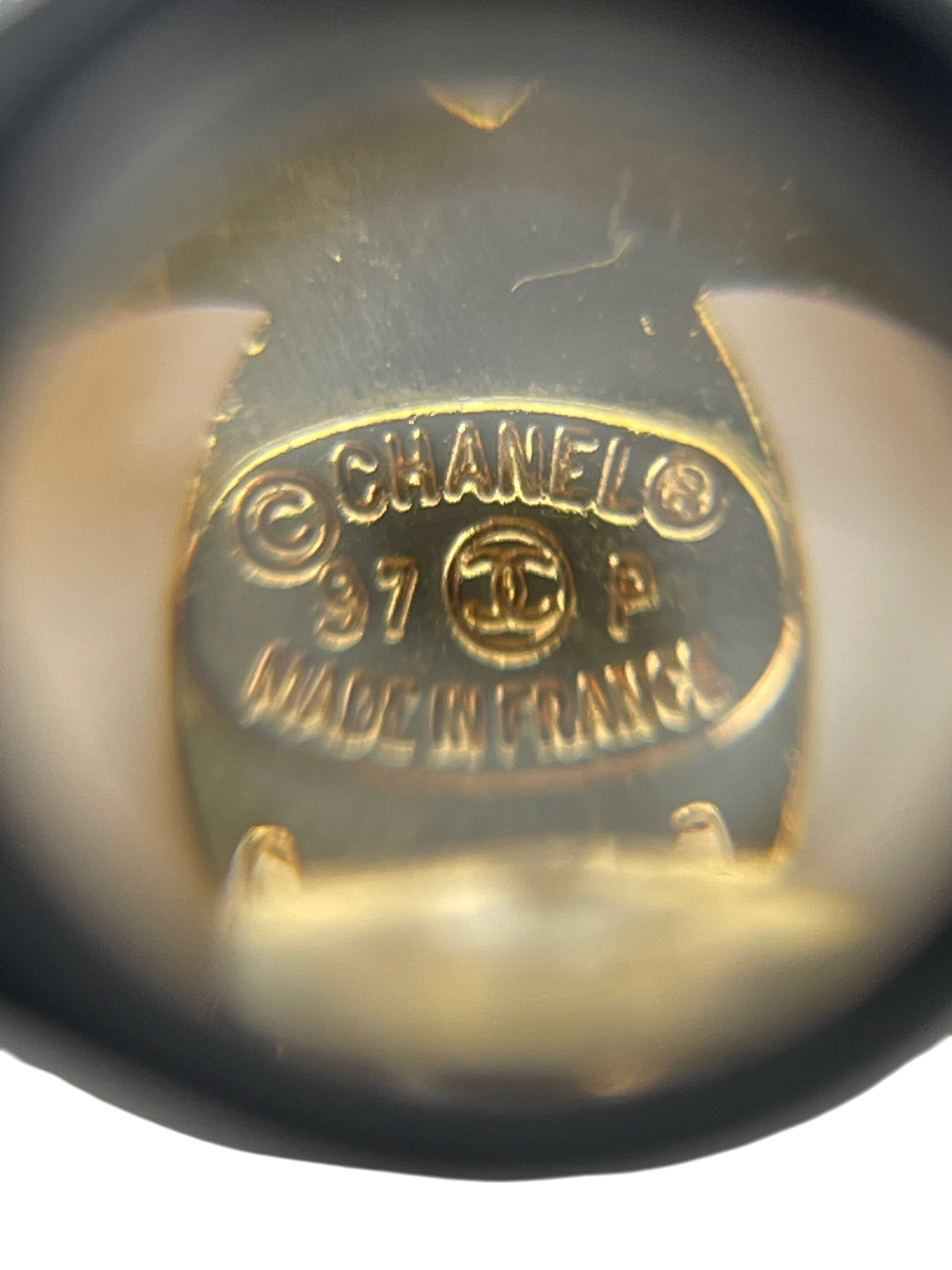 CHANEL - Gold Plated CC Logo Turnlock Round Clip Earrings