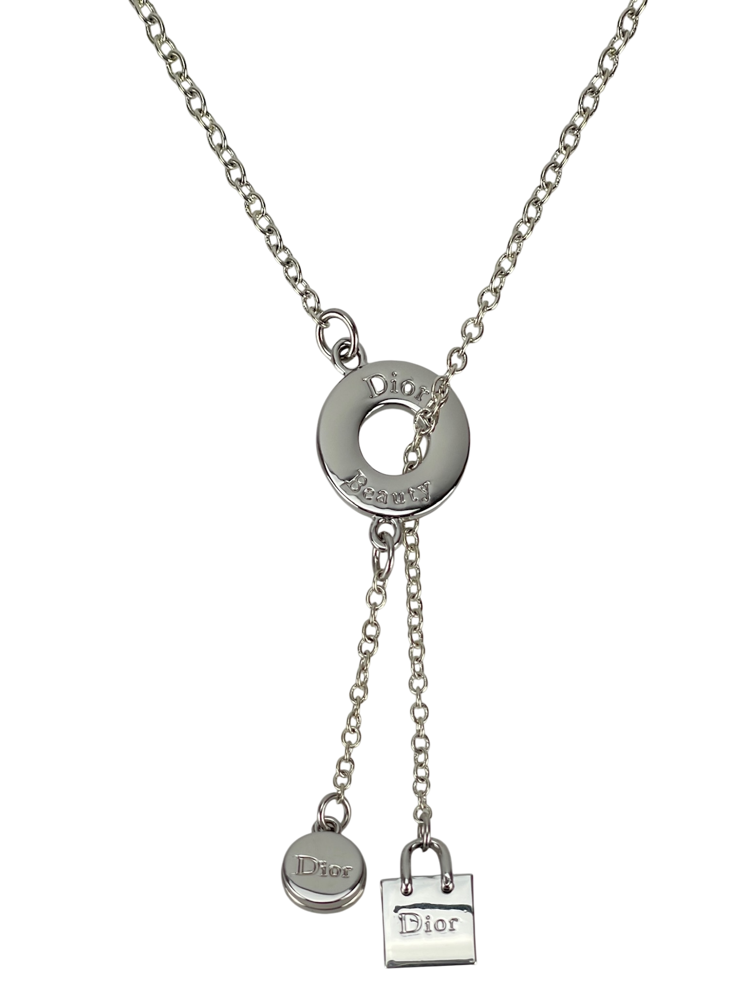 CHRISTIAN DIOR - Silver Charm Silvery Necklace 