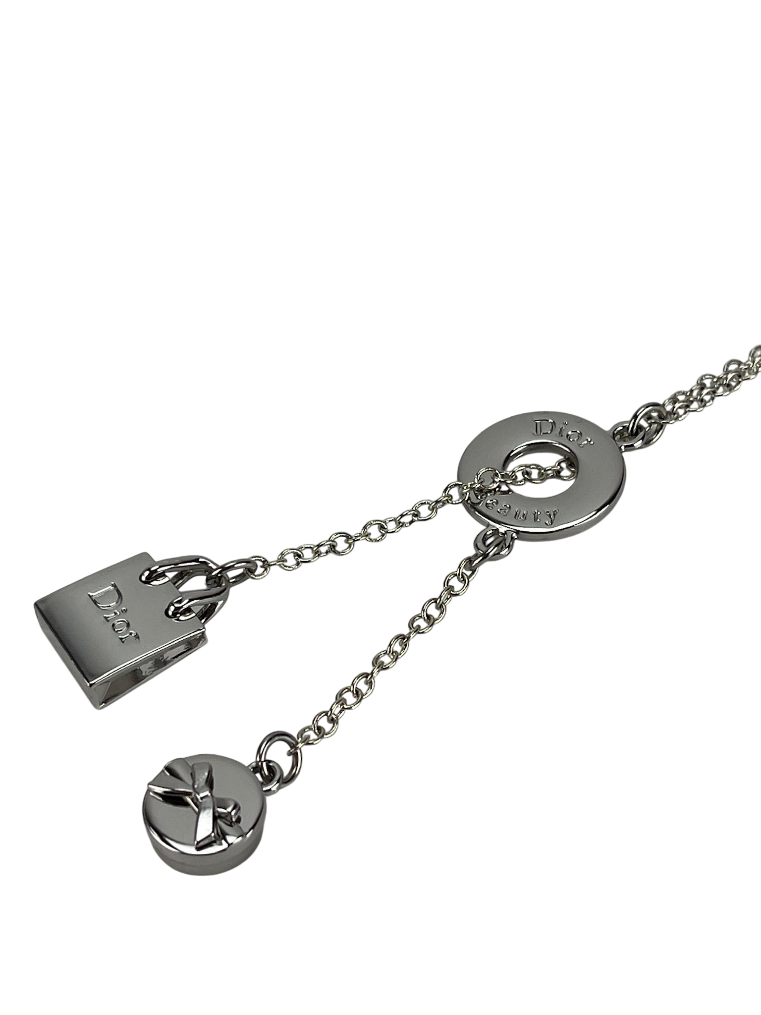 CHRISTIAN DIOR - Silver Charm Silvery Necklace 