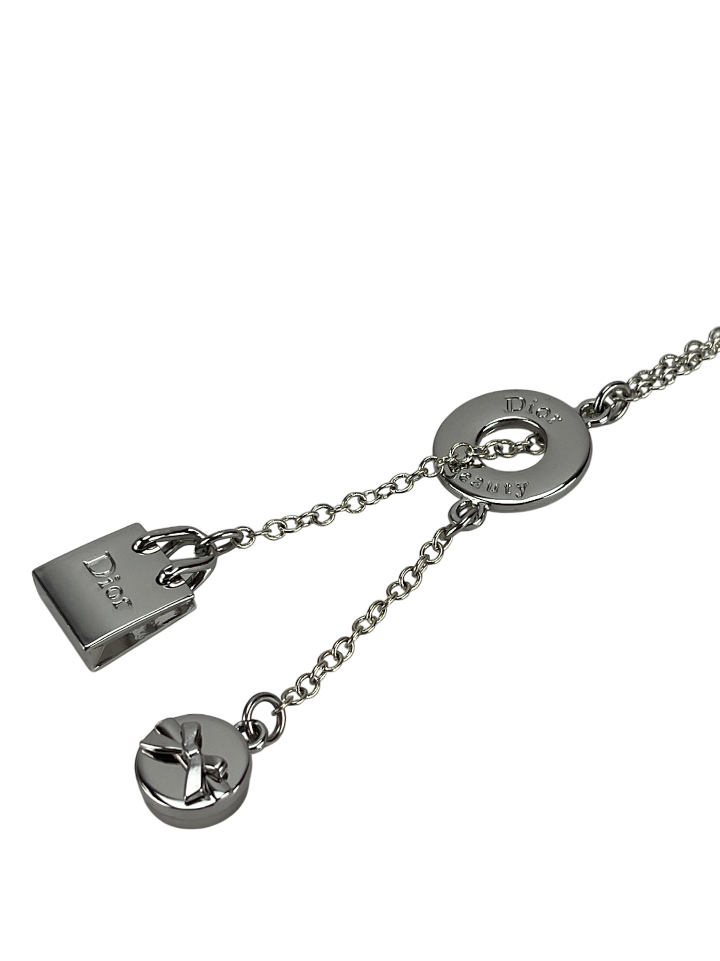 CHRISTIAN DIOR - Silver Charm Silvery Necklace 