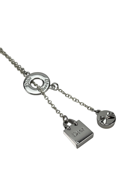 CHRISTIAN DIOR - Silver Charm Silvery Necklace 