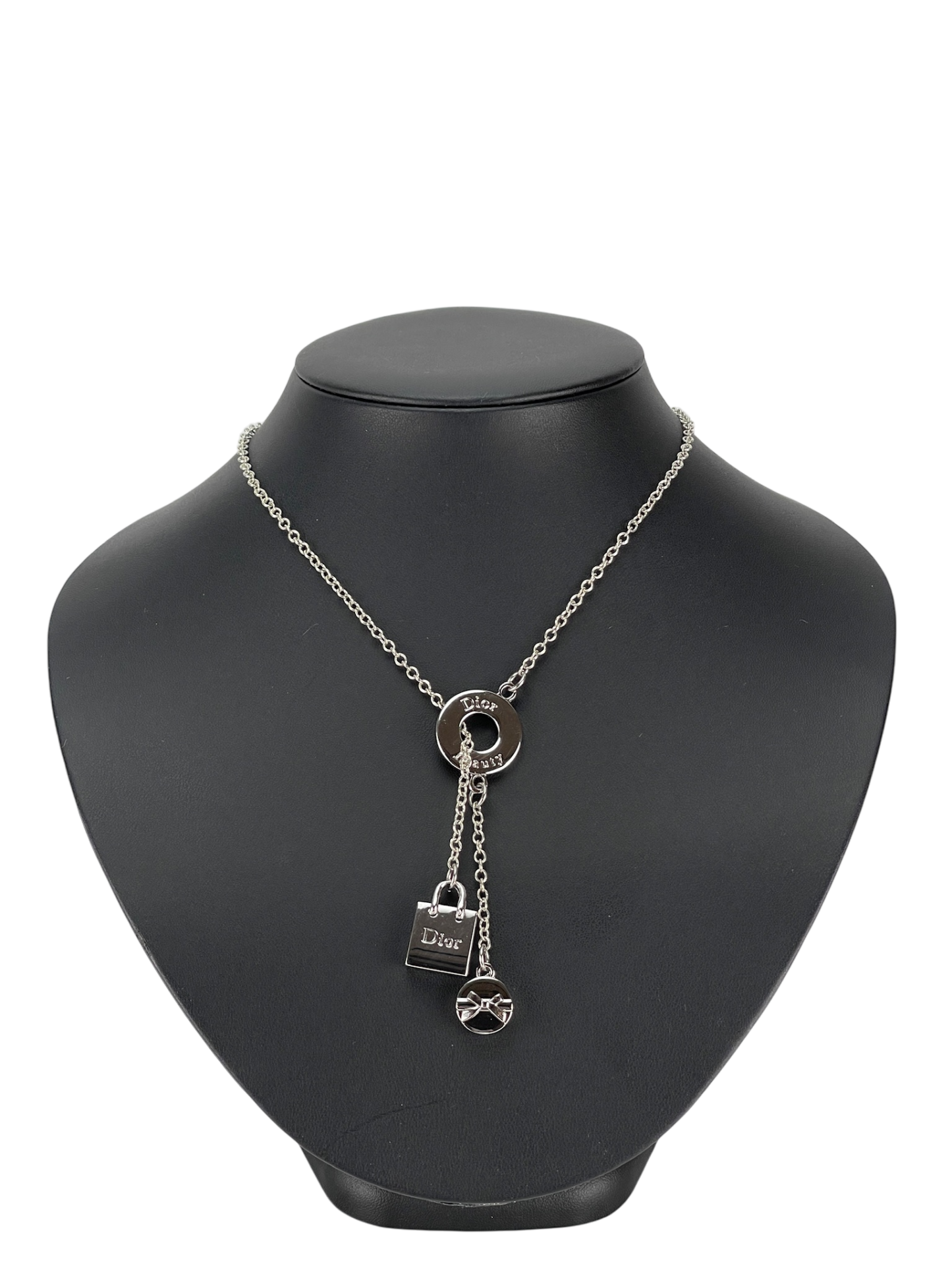 CHRISTIAN DIOR - Silver Charm Silvery Necklace 