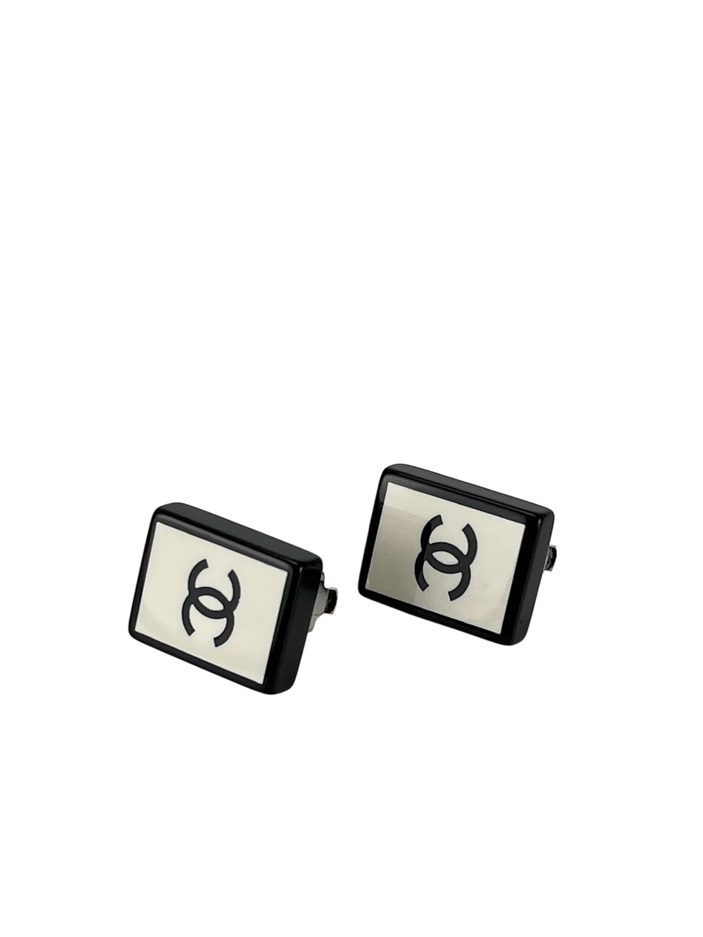 CHANEL - 05P Coco Mark Square Earrings Bicolor Accessories Earrings
