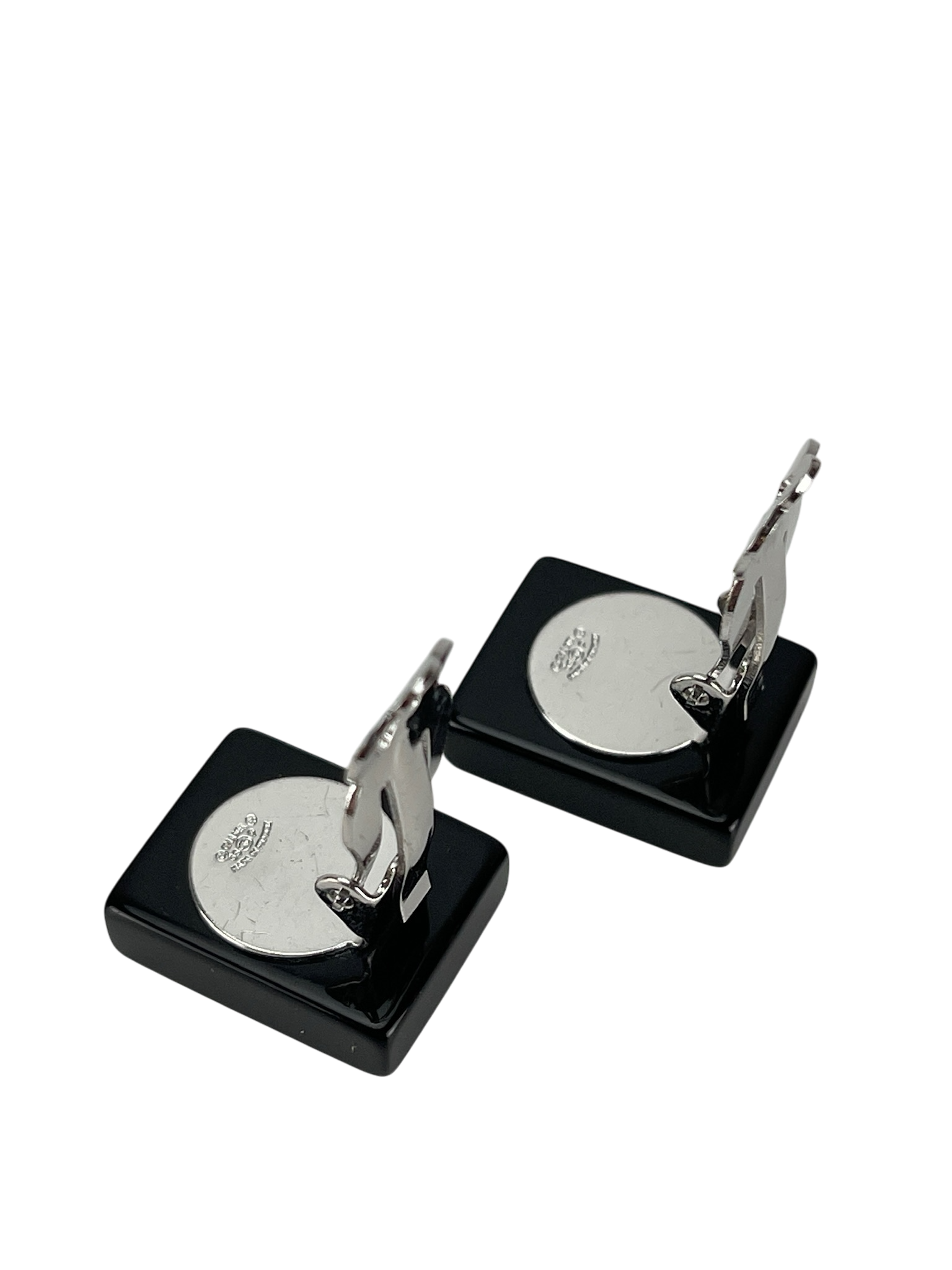 CHANEL - 05P Coco Mark Square Earrings Bicolor Accessories Earrings