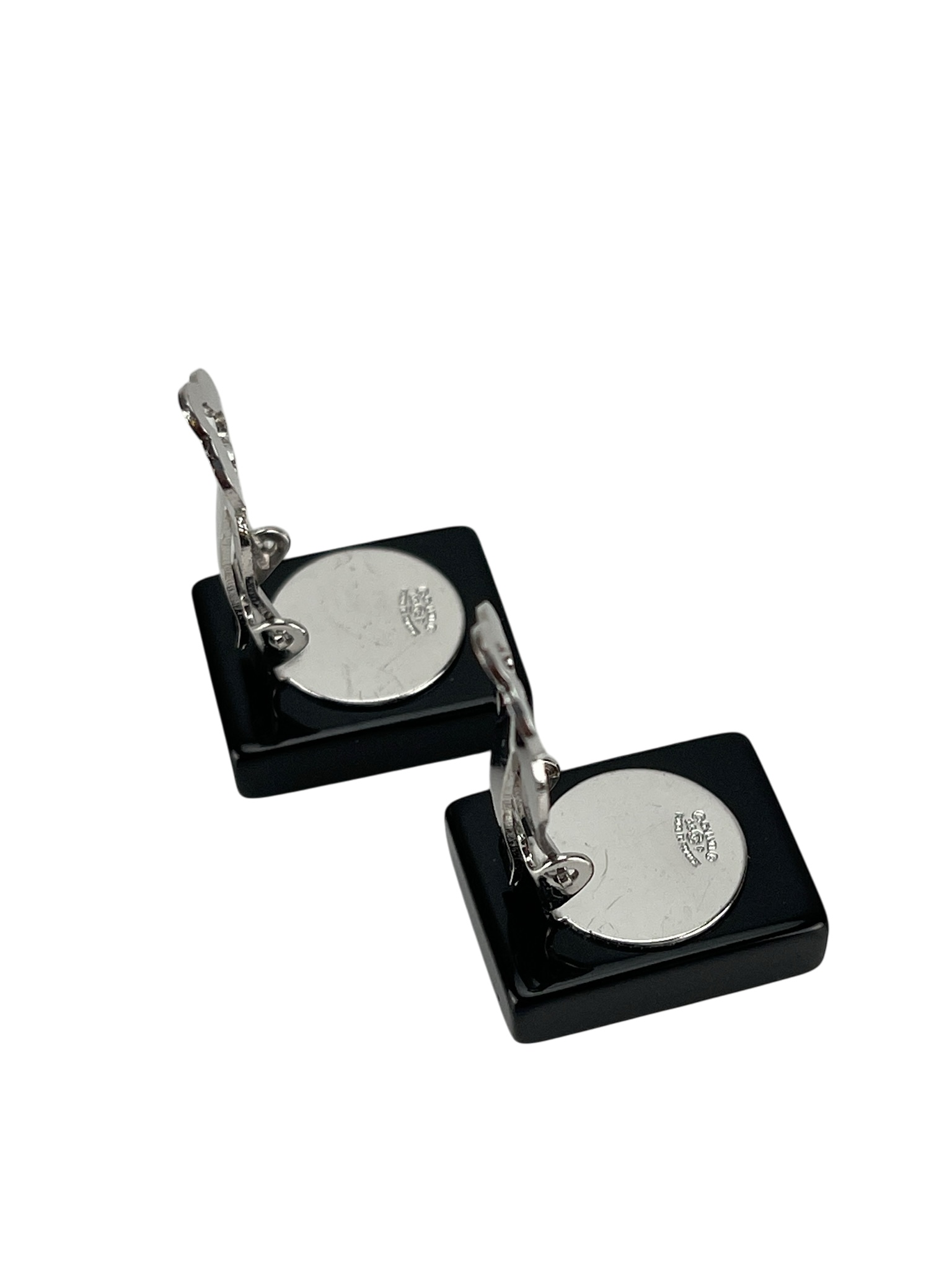 CHANEL - 05P Coco Mark Square Earrings Bicolor Accessories Earrings