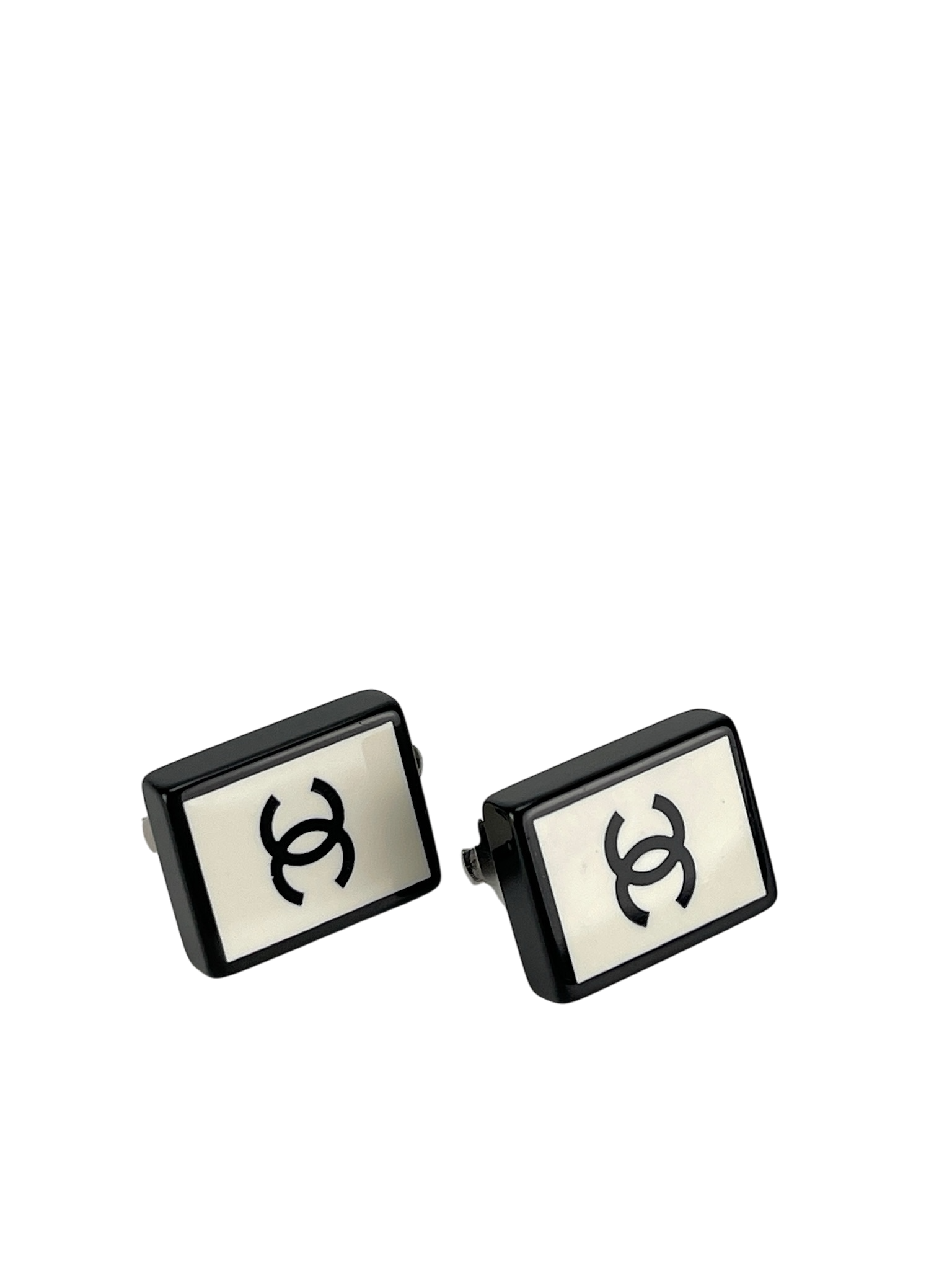 CHANEL - 05P Coco Mark Square Earrings Bicolor Accessories Earrings