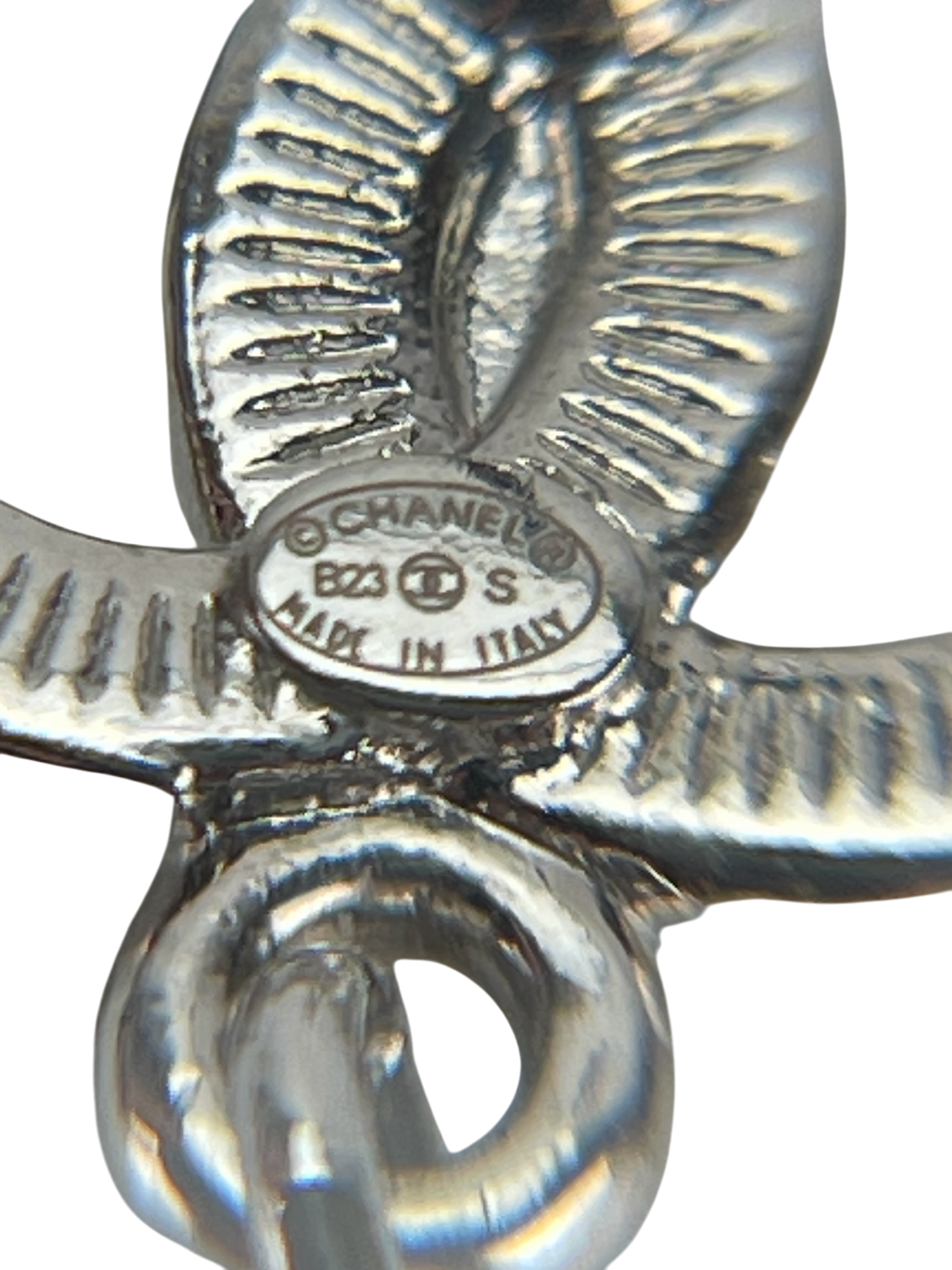 CHANEL - 23S Blue Resin Diamante Perfume Bottle Earrings 