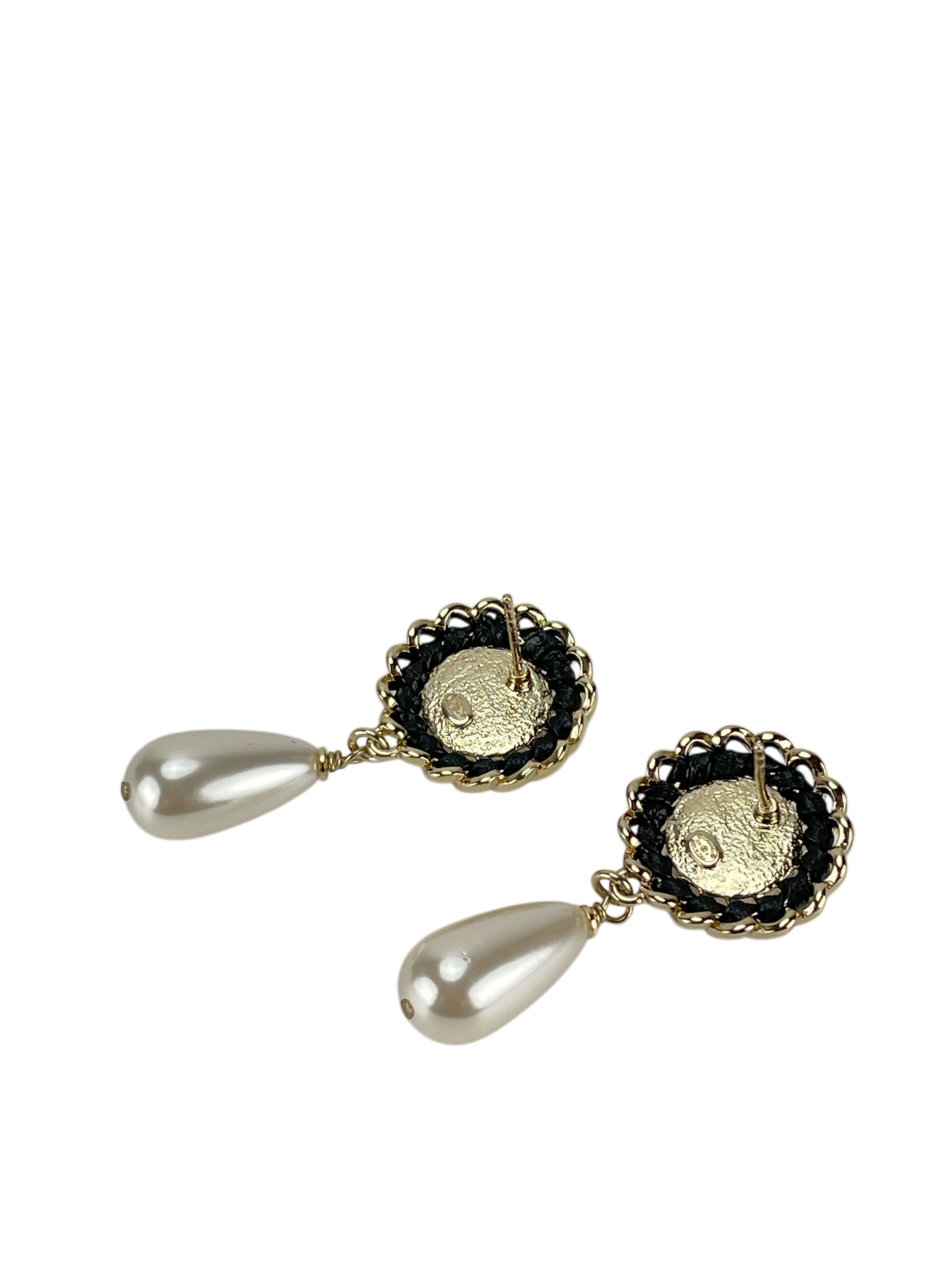 CHANEL - 24B Gold Logo CC Coco Mark Pearl Flower Earrings 