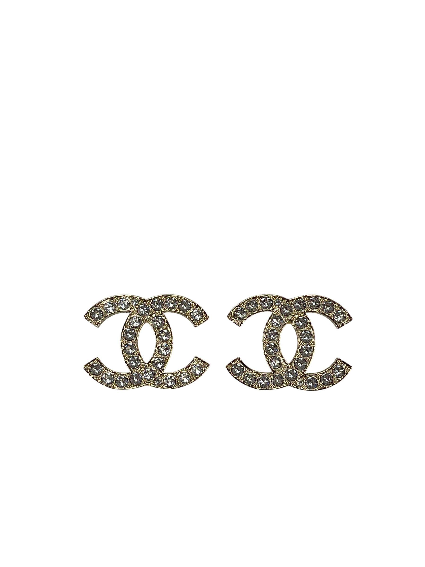 CHANEL - 20P Gold Coco Mark Rhinestone Earrings