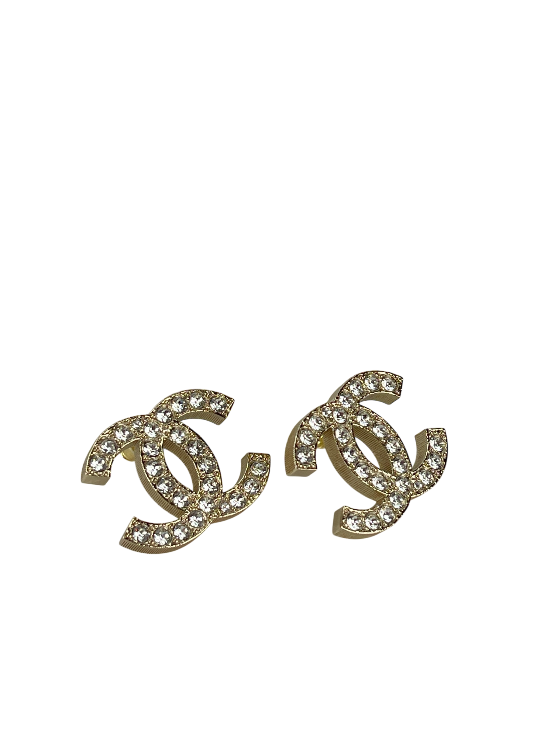 CHANEL - 20P Gold Coco Mark Rhinestone Earrings