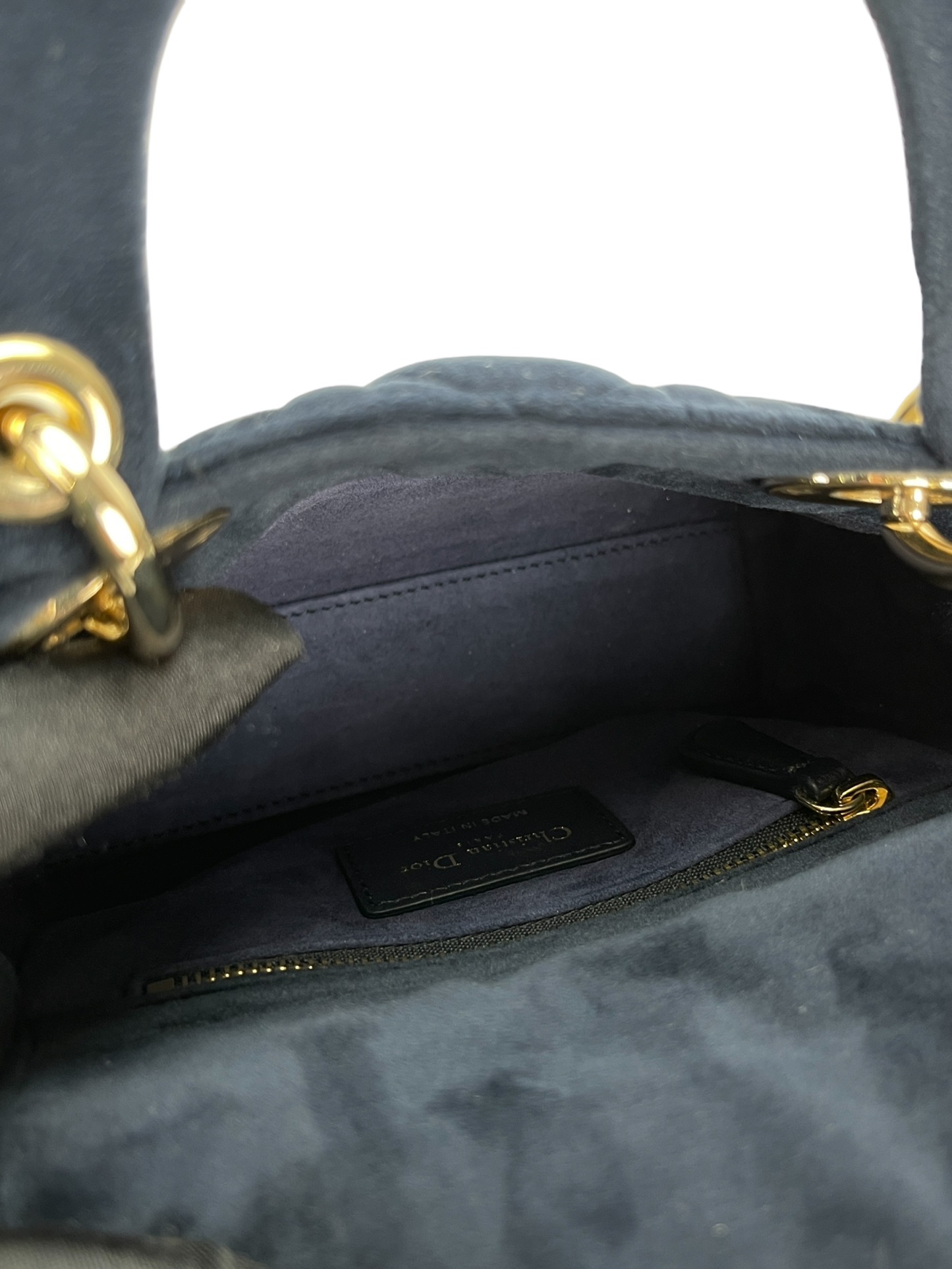 CHRISTIAN DIOR - Blue Lady Dior Velvet Handbag