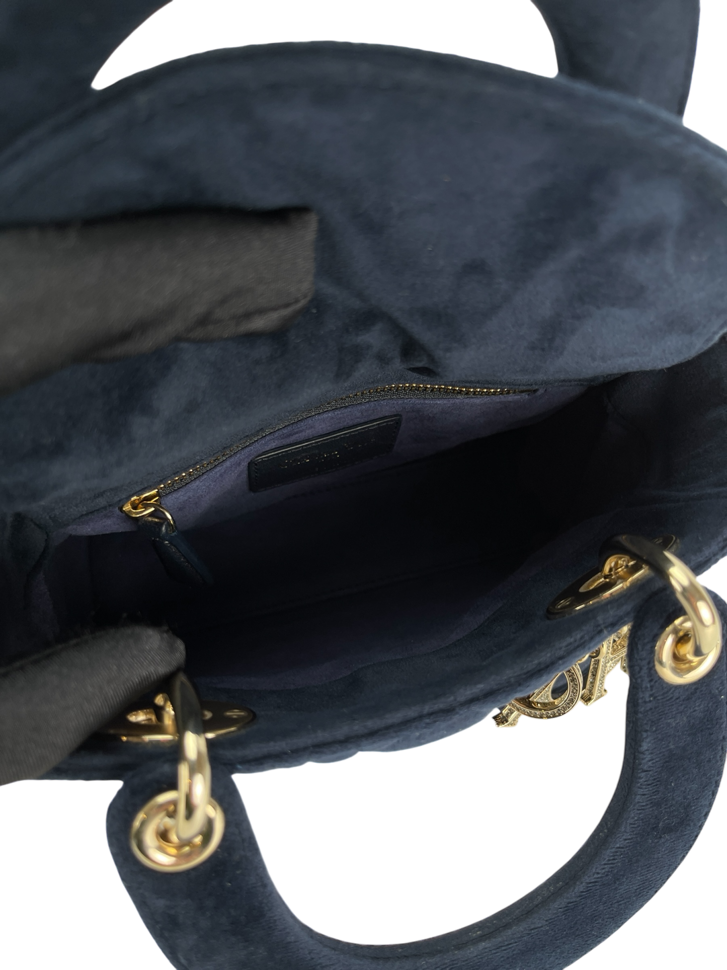CHRISTIAN DIOR - Blue Lady Dior Velvet Handbag