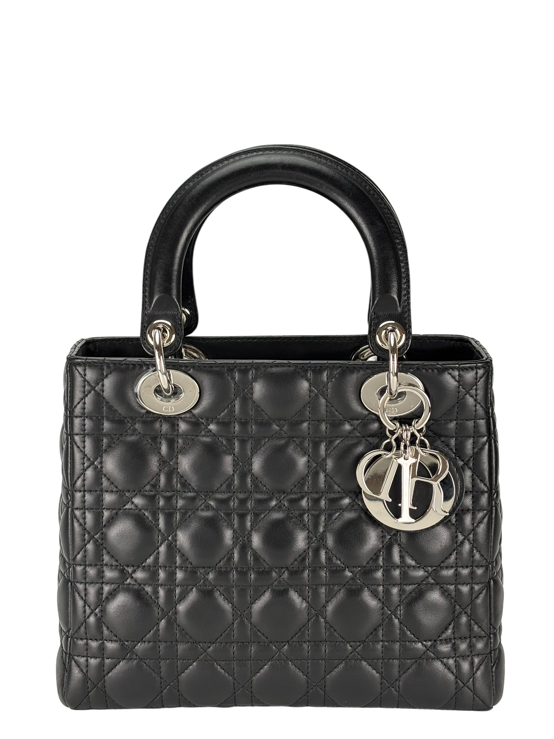 CHRISTIAN DIOR - Lady Dior 2Way Hand Bag Sliver Hardware