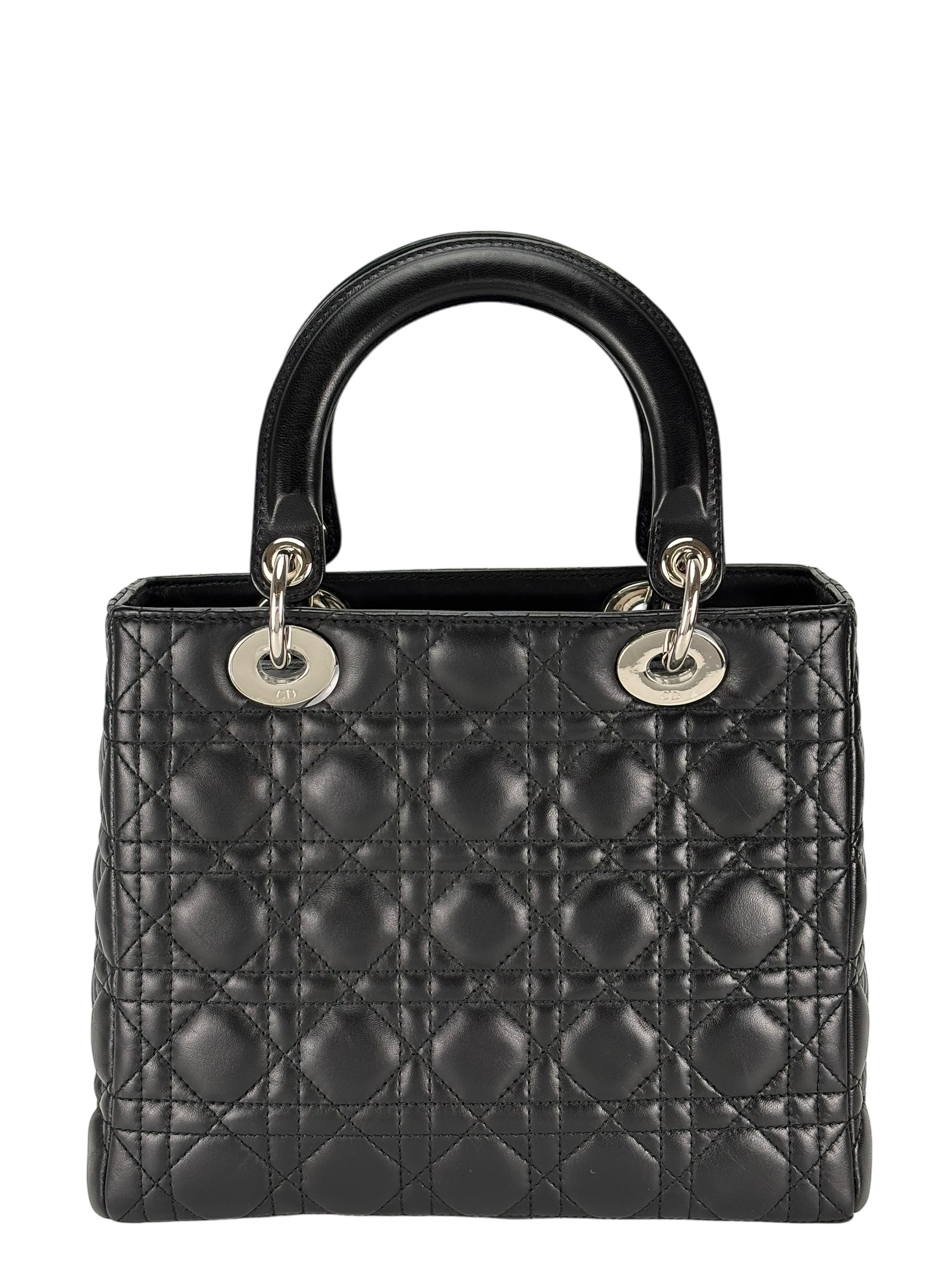 CHRISTIAN DIOR - Lady Dior 2Way Hand Bag Sliver Hardware