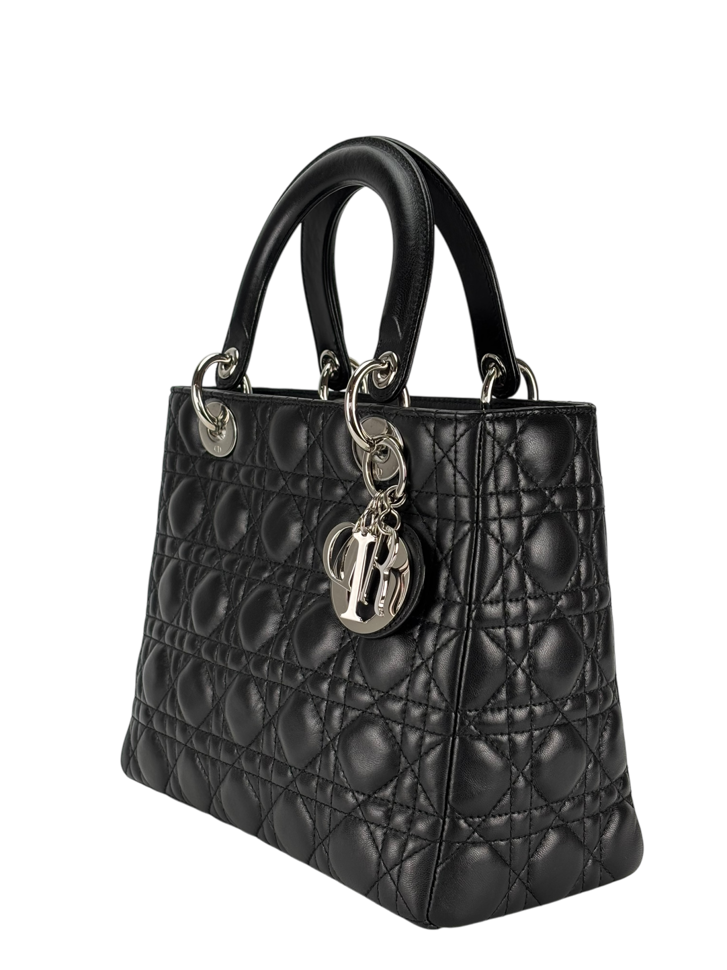 CHRISTIAN DIOR - Lady Dior 2Way Hand Bag Sliver Hardware