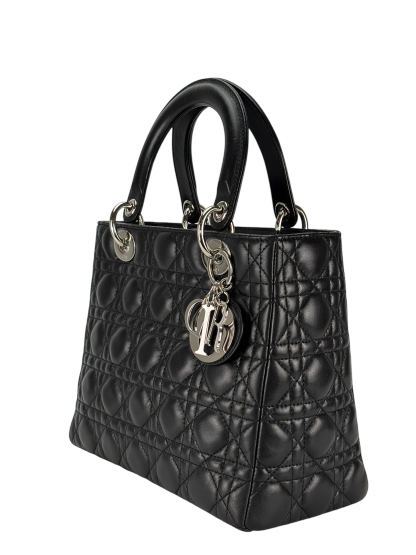 CHRISTIAN DIOR - Lady Dior 2Way Hand Bag Sliver Hardware