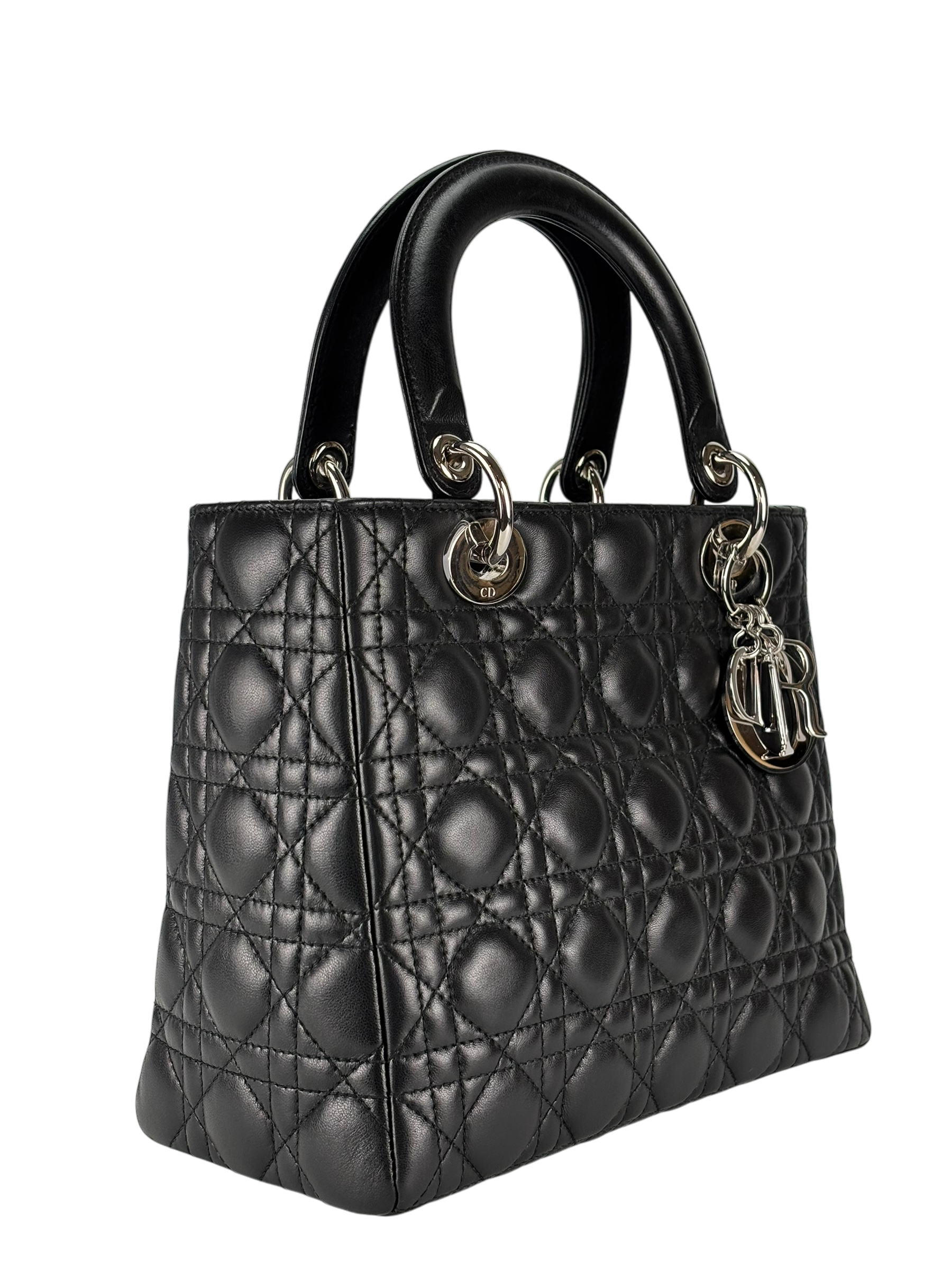 CHRISTIAN DIOR - Lady Dior 2Way Hand Bag Sliver Hardware