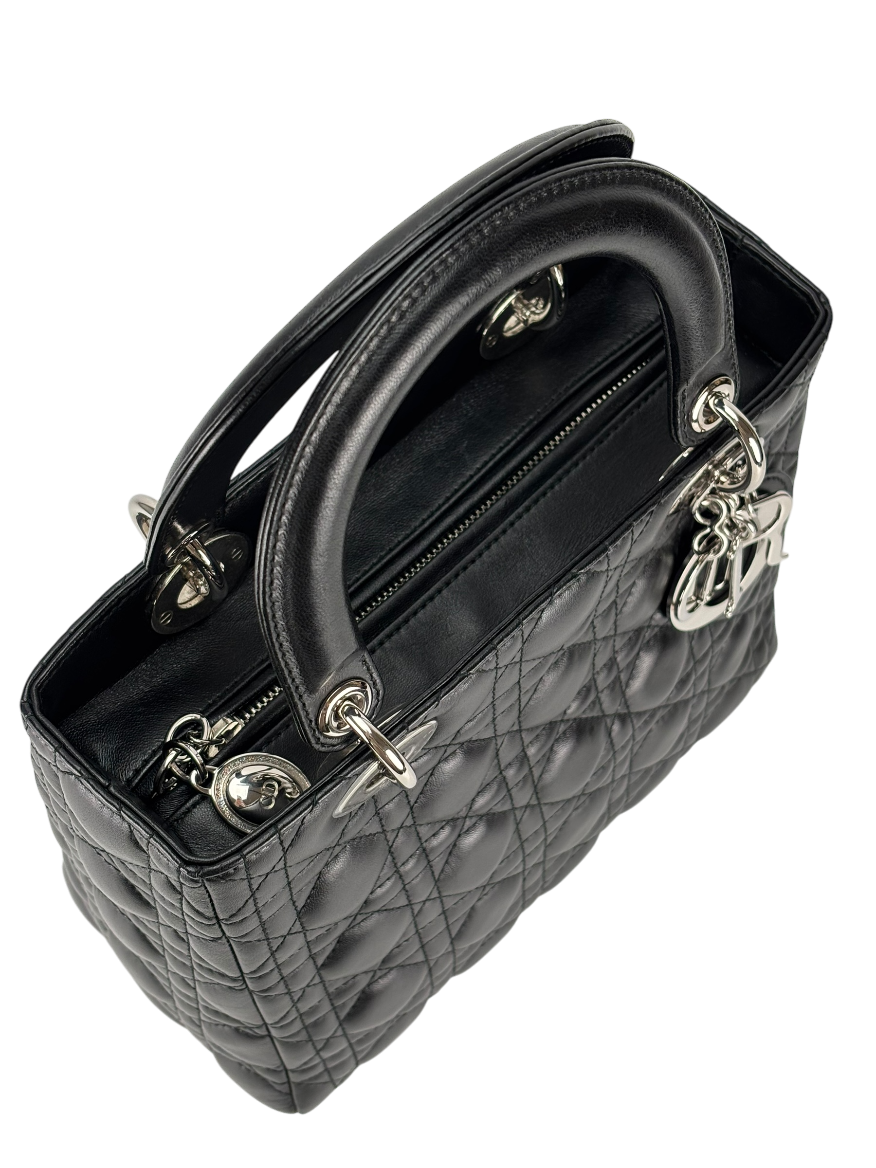 CHRISTIAN DIOR - Lady Dior 2Way Hand Bag Sliver Hardware