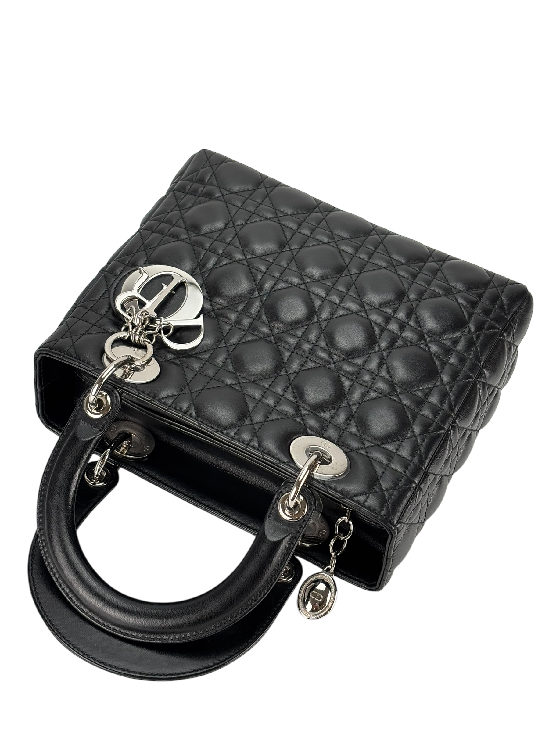 CHRISTIAN DIOR - Lady Dior 2Way Hand Bag Sliver Hardware