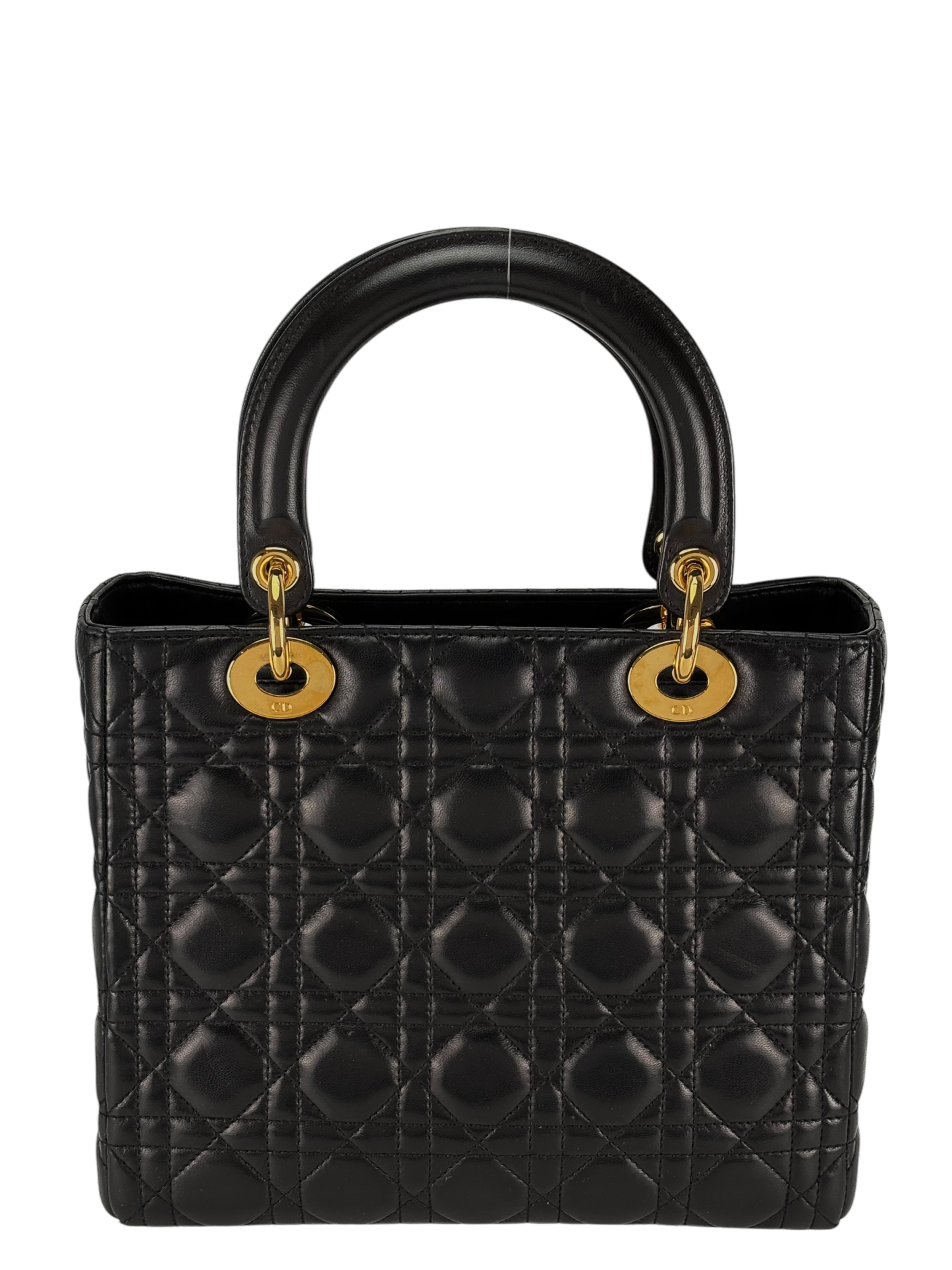 CHRISTIAN DIOR - Lady Dior 2Way Hand Bag Gold Hardware