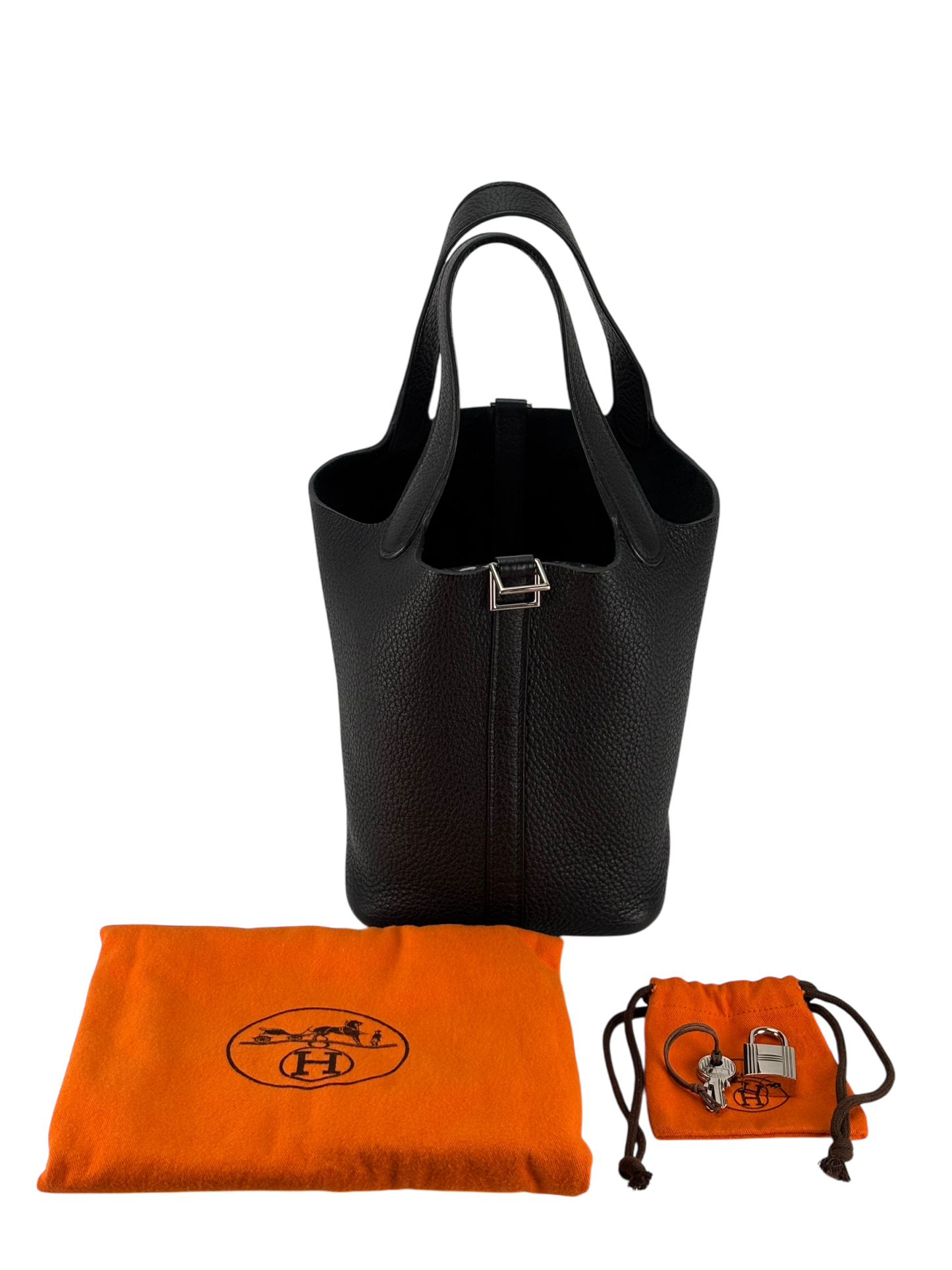 HERMES - Picotin PM Picotin 18 Black Togo Palladium Hardware