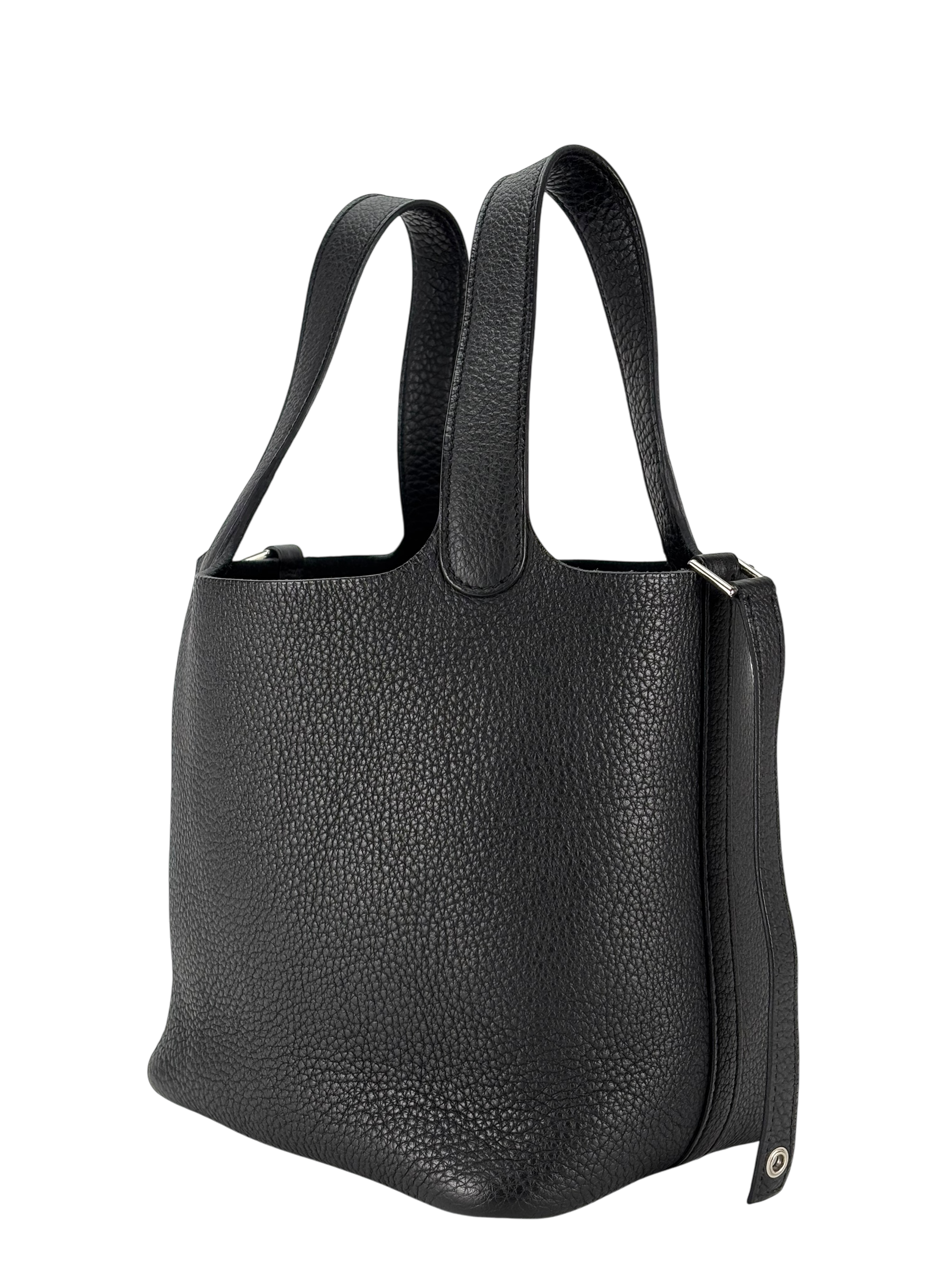 HERMES - Picotin PM Picotin 18 Black Togo Palladium Hardware