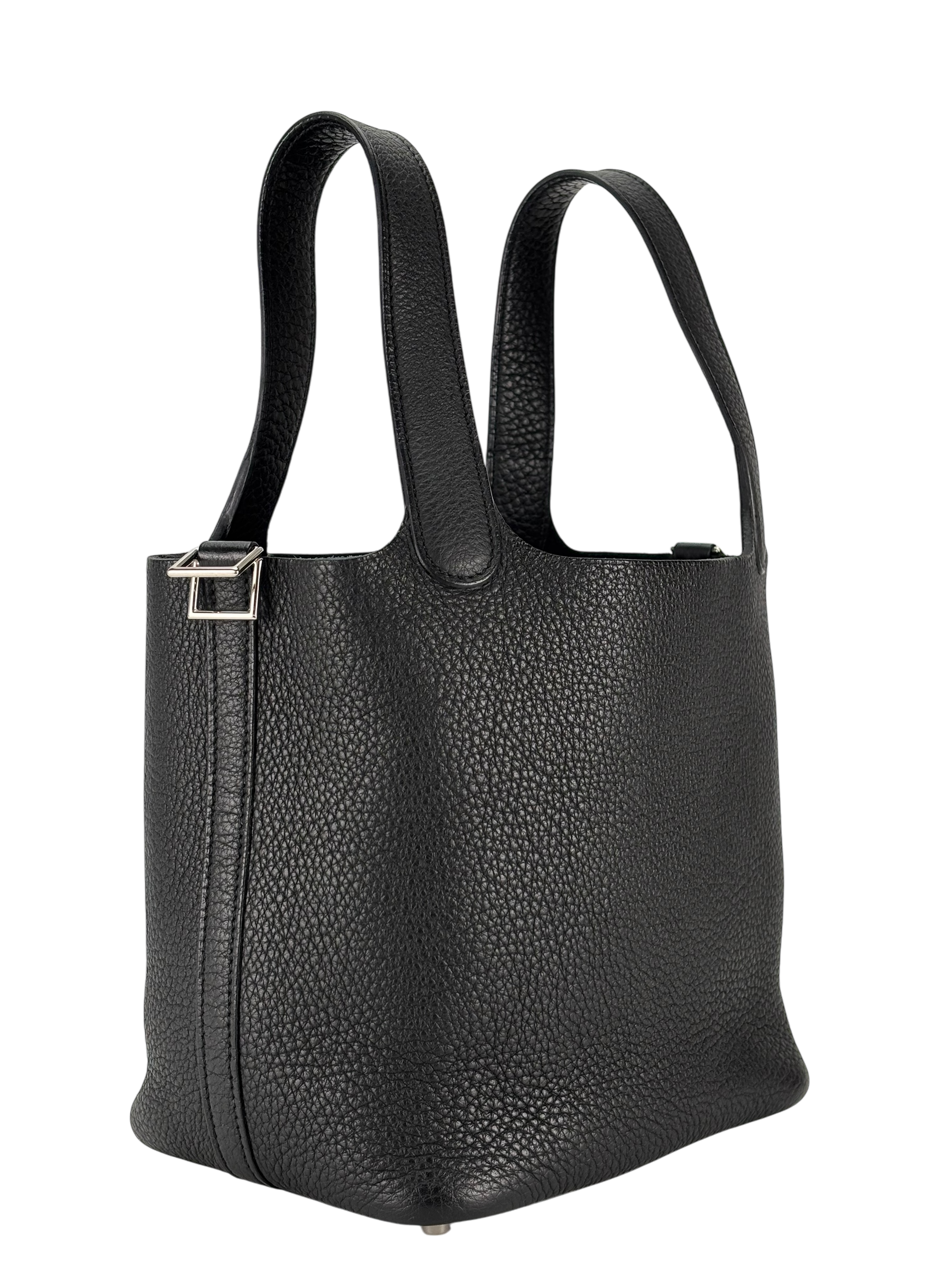 HERMES - Picotin PM Picotin 18 Black Togo Palladium Hardware