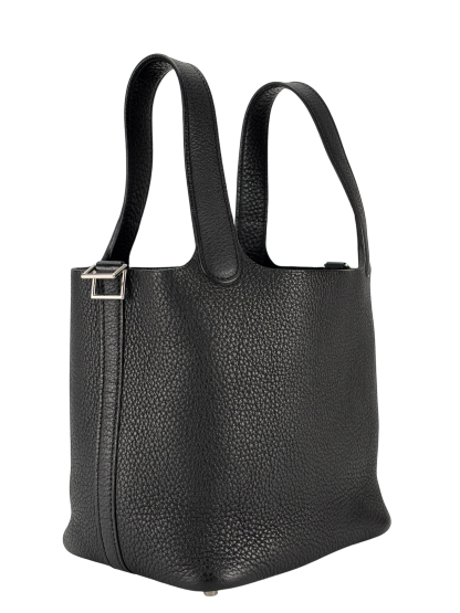 HERMES - Picotin PM Picotin 18 Black Togo Palladium Hardware