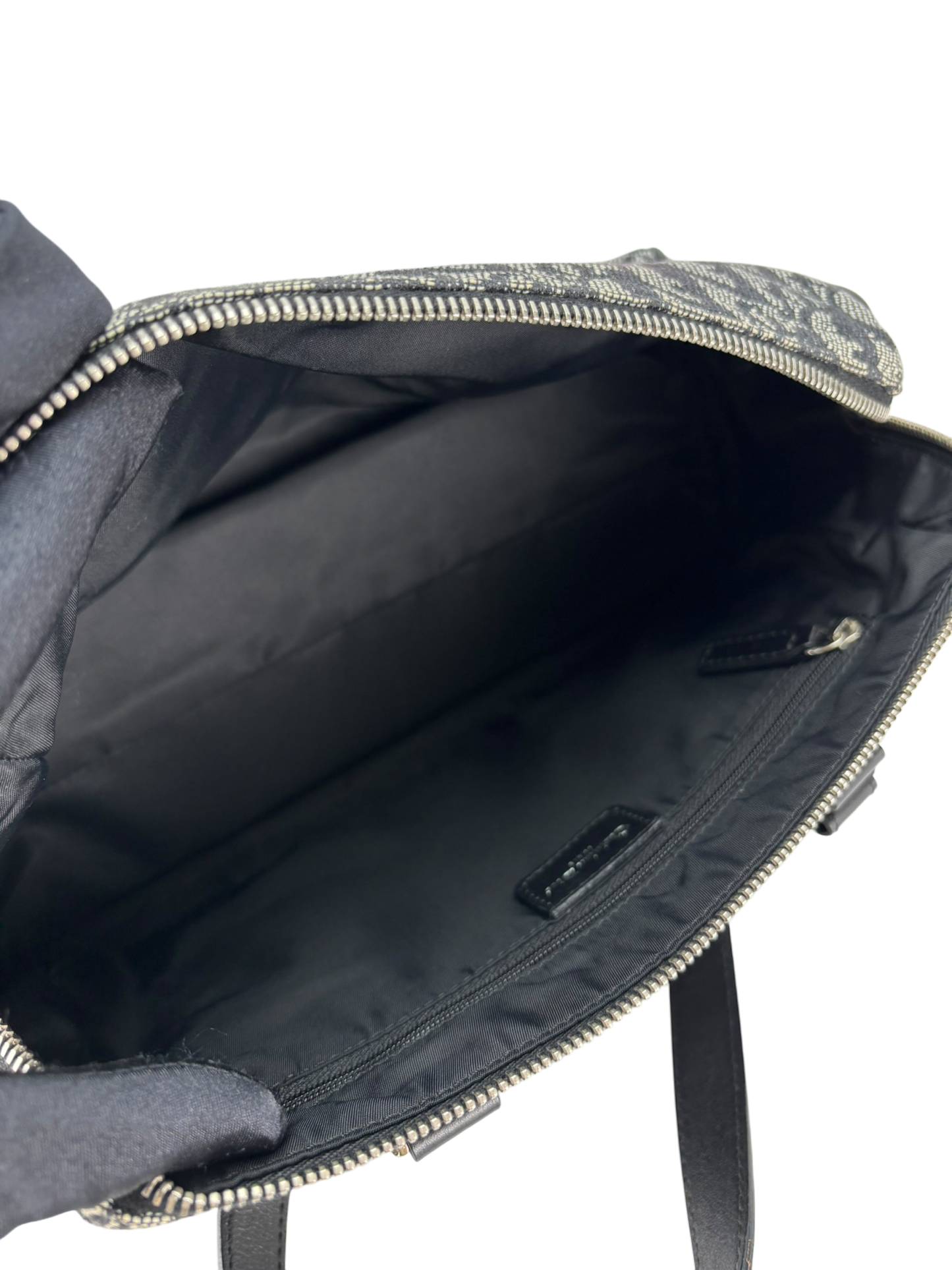 CHRISTIAN DIOR - Navy Canvas Leather Trotter Logo Handbag Sliver Hardware