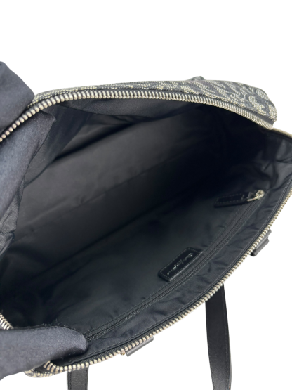CHRISTIAN DIOR - Navy Canvas Leather Trotter Logo Handbag Sliver Hardware