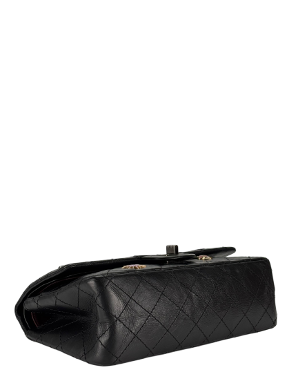 CHANEL - Black Calfskin 2017 2.55 Reissue Space Crystal Charms shoulder bag Sliver Hardware