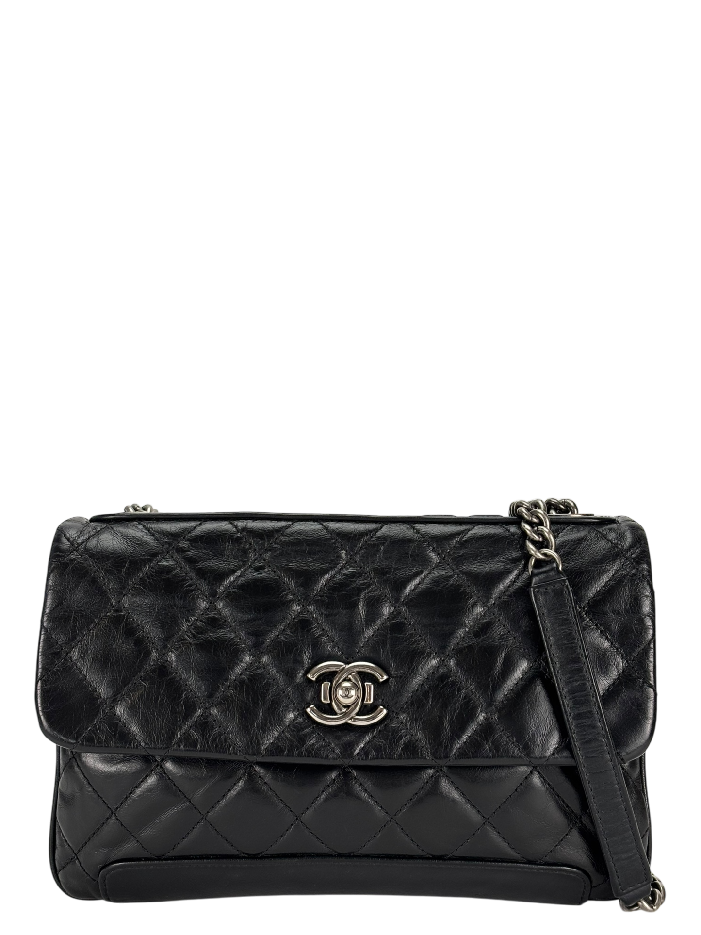 CHANEL - Black Lambskin Calfskin Medium Love Me Tender Shoulder Bag