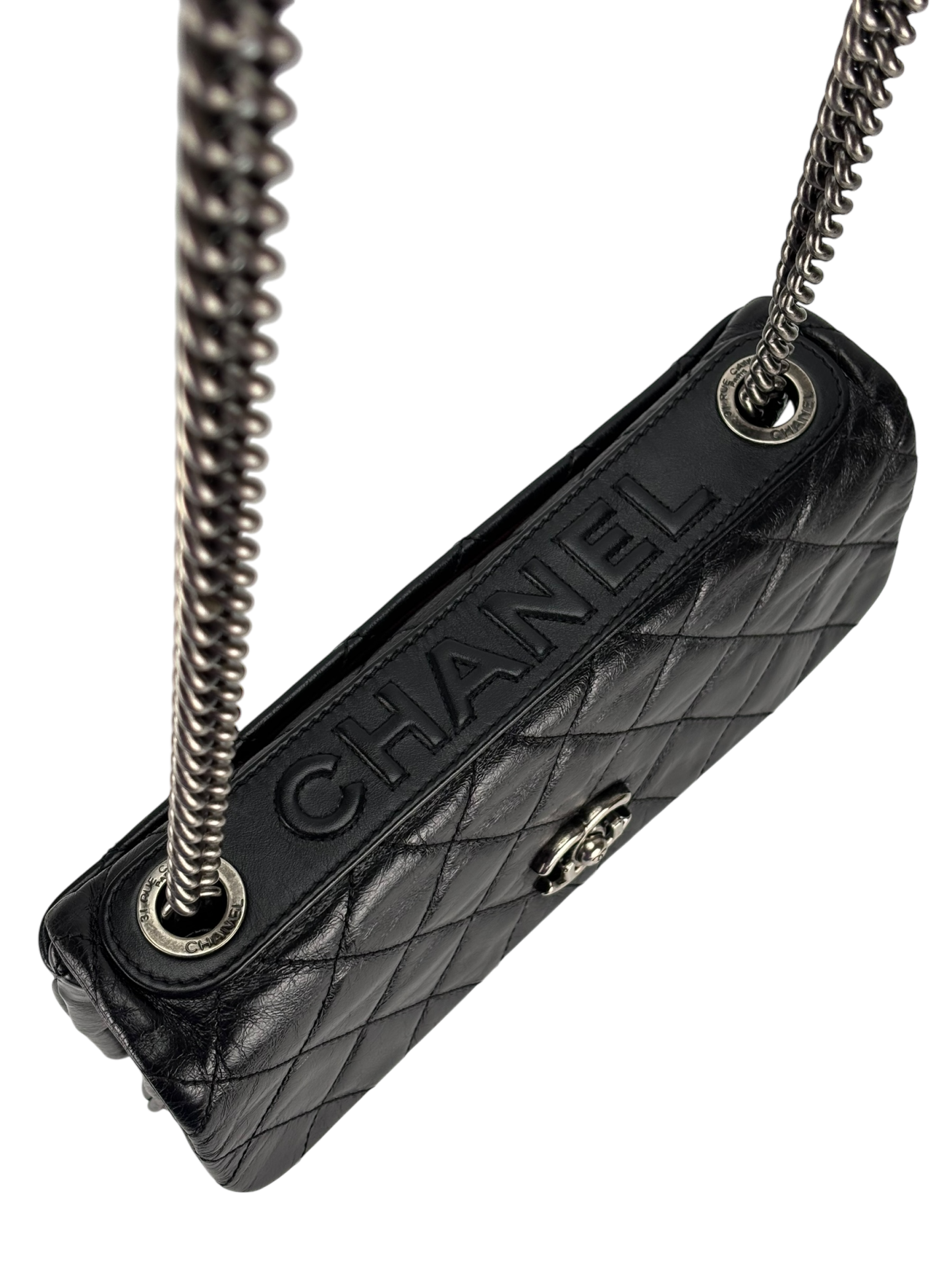 CHANEL - Black Lambskin Calfskin Medium Love Me Tender Shoulder Bag