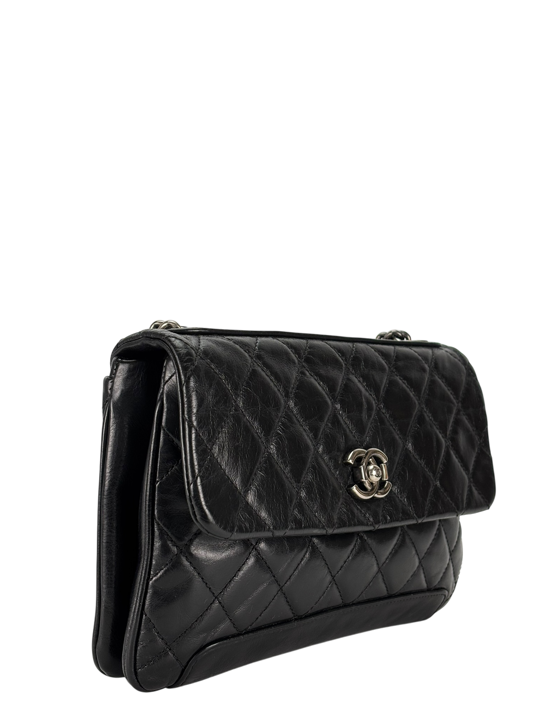 CHANEL - Black Lambskin Calfskin Medium Love Me Tender Shoulder Bag